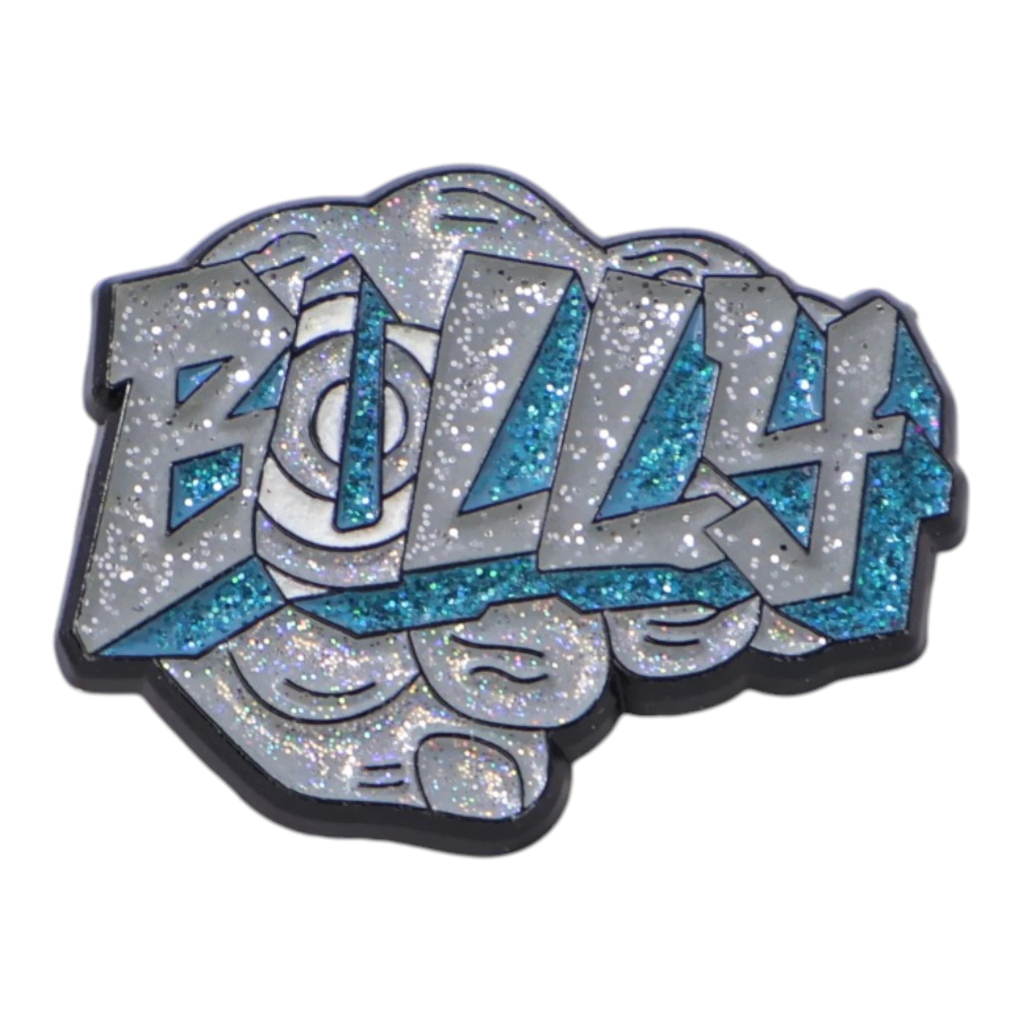 BULLY Black Plating / Gray/Blue Glitter Graphic Pin