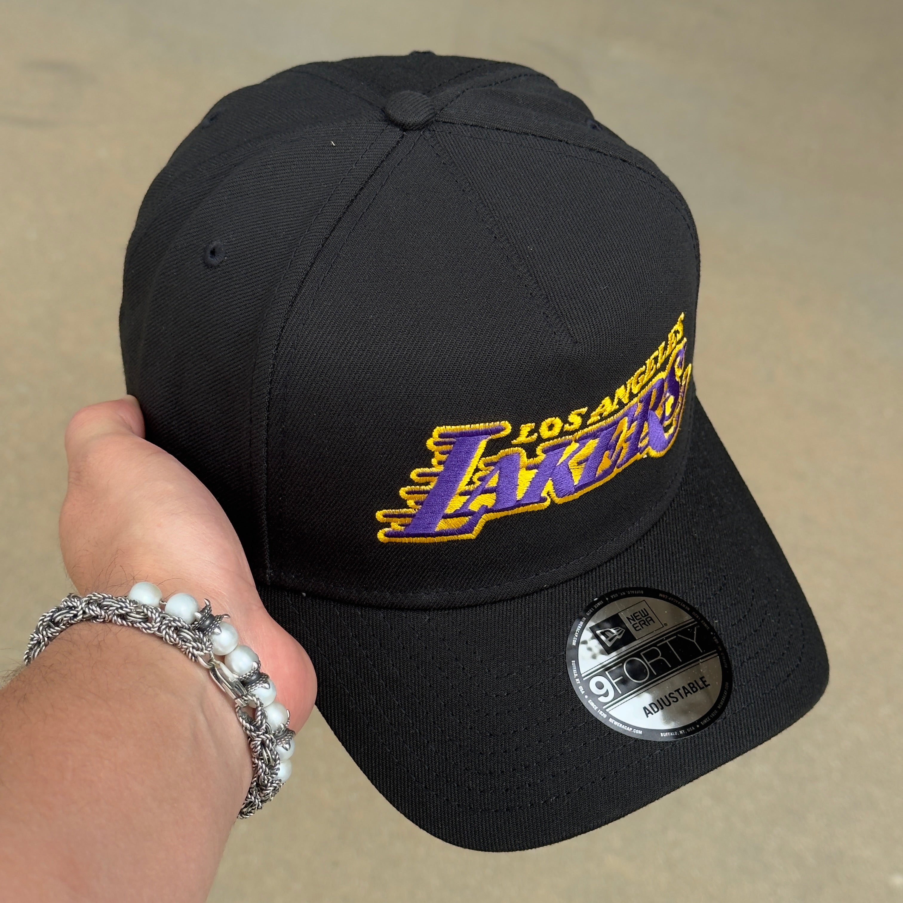 NEW Black Los Angeles Lakers Simple Basic New Era 9Forty Adjustable One Size A-Frame