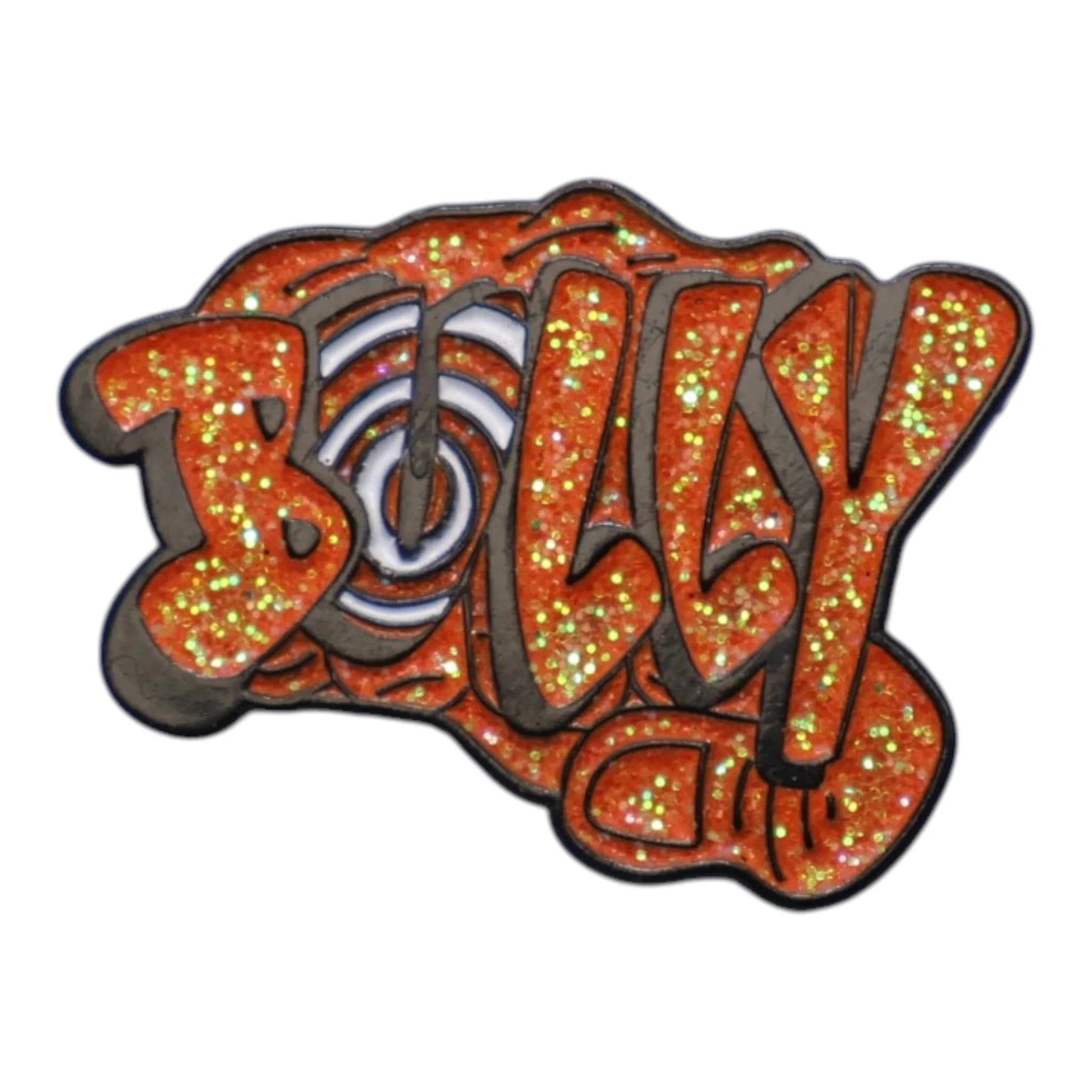 BULLY Black Plating / Orange Glitter Graphic Pin