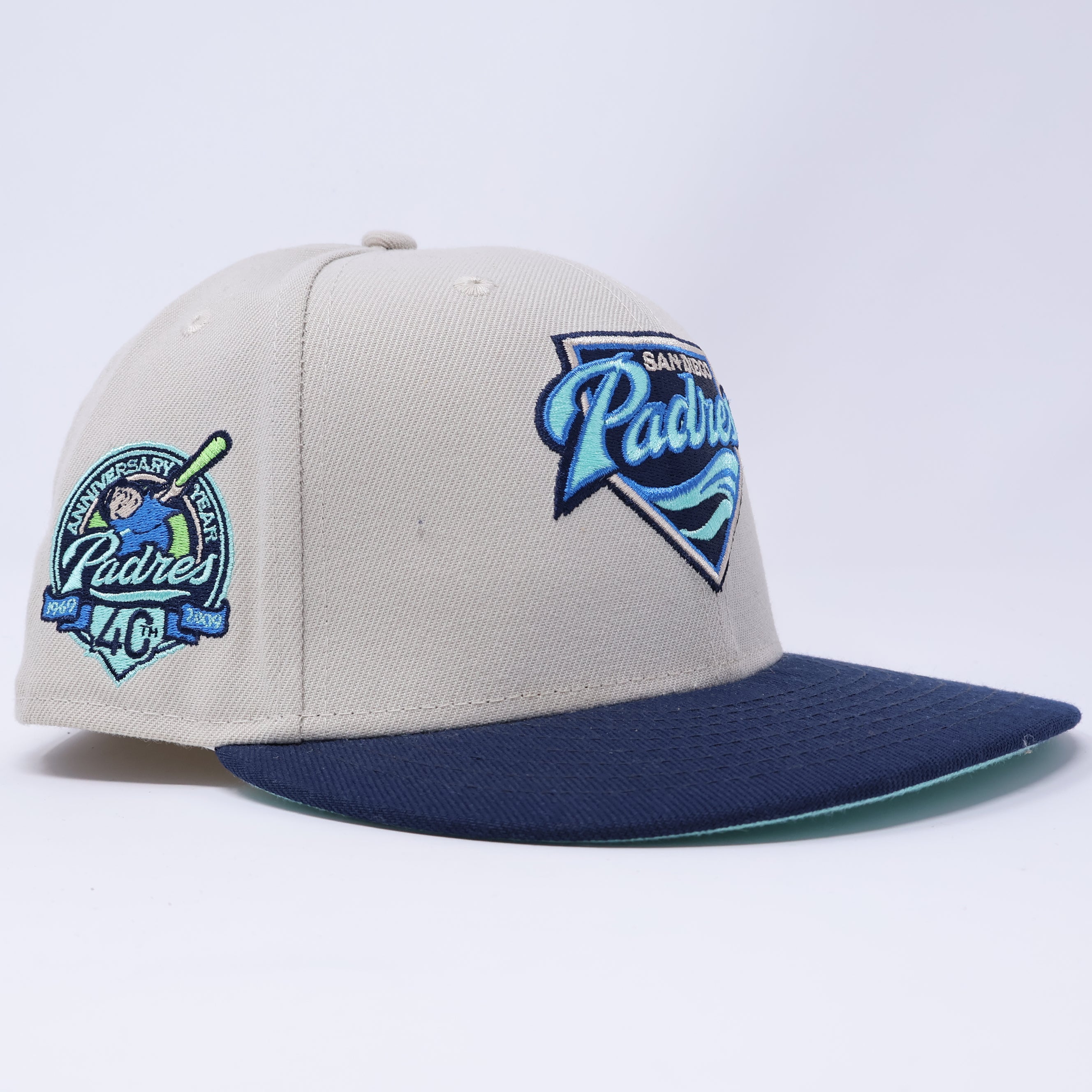 USED Stone San Diego Padres 40th Anniversary 59fifty New Era Fitted Hat Cap
