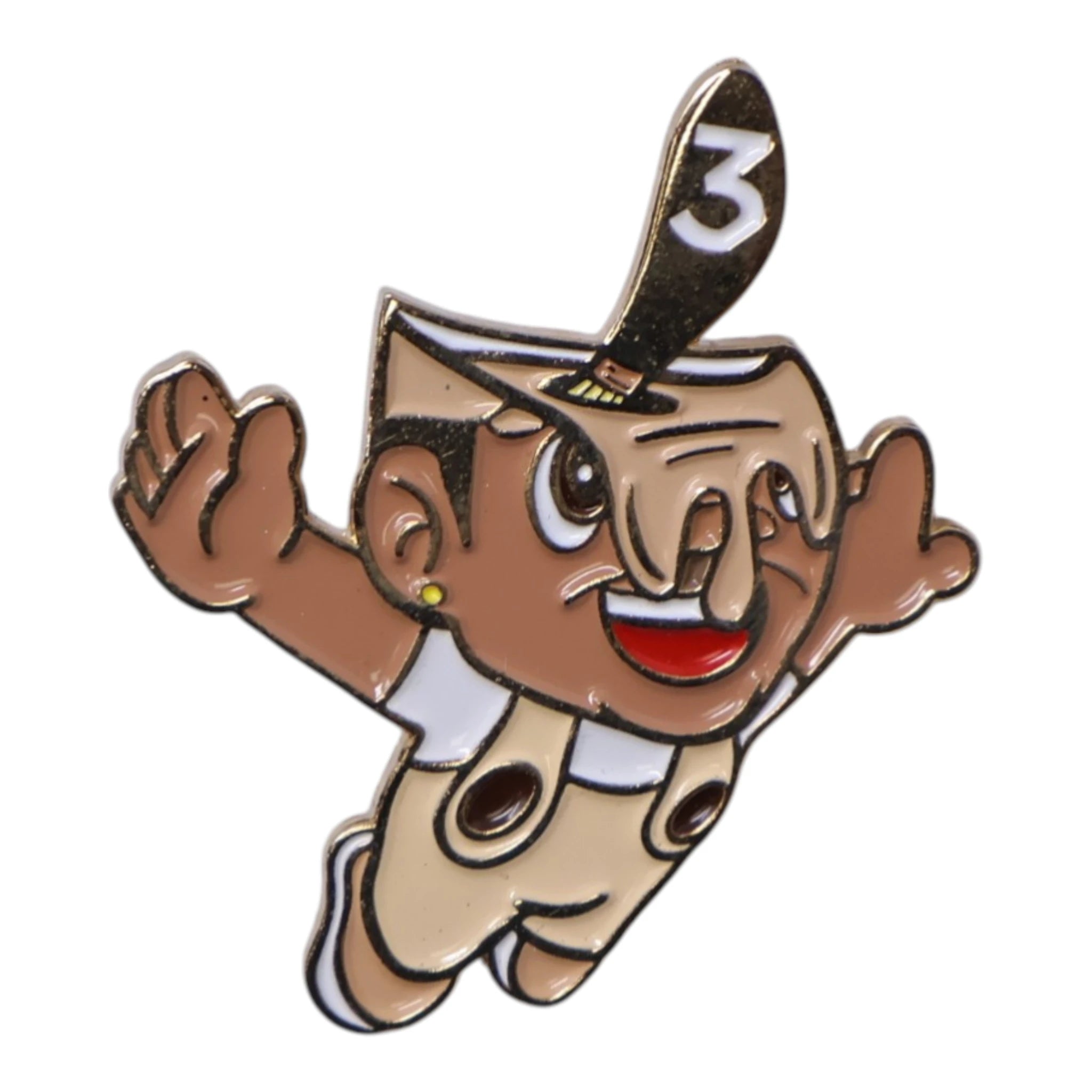 Flying Man Pain Bucket Gold Plating Graphic Pin