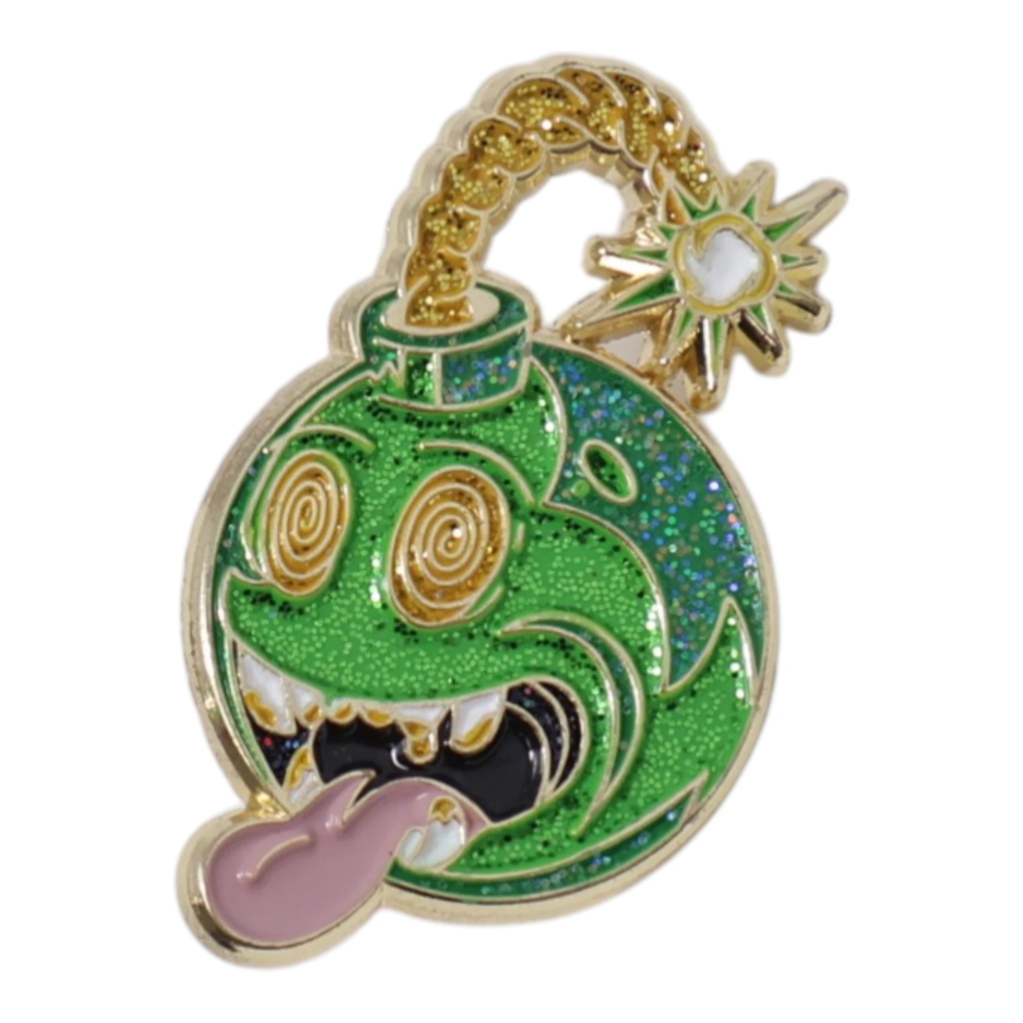 Green Bomb Face Graphic Pin