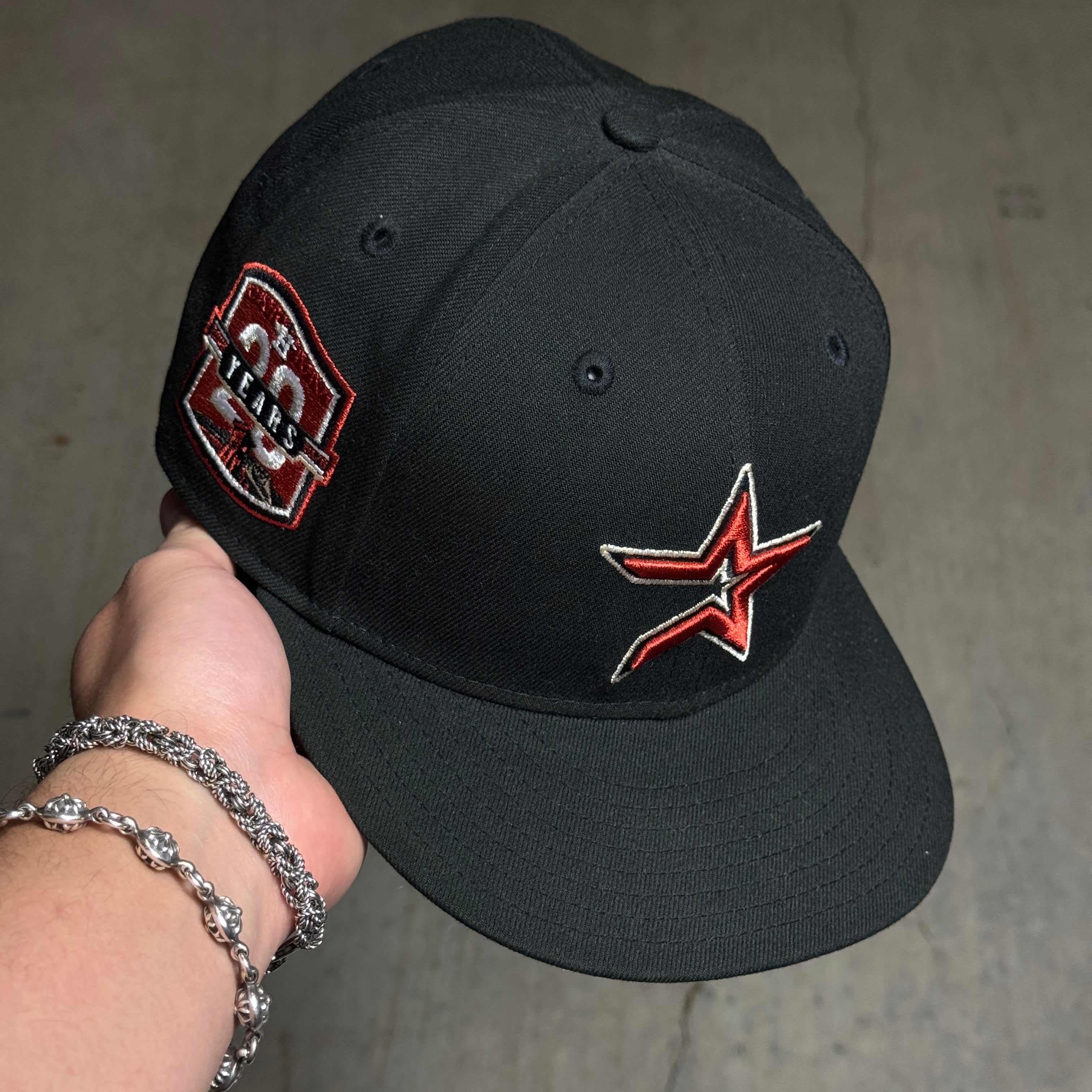 USED 3/8 Black Houston Astros 20th Anniversary 59fifty New Era Fitted Hat Cap