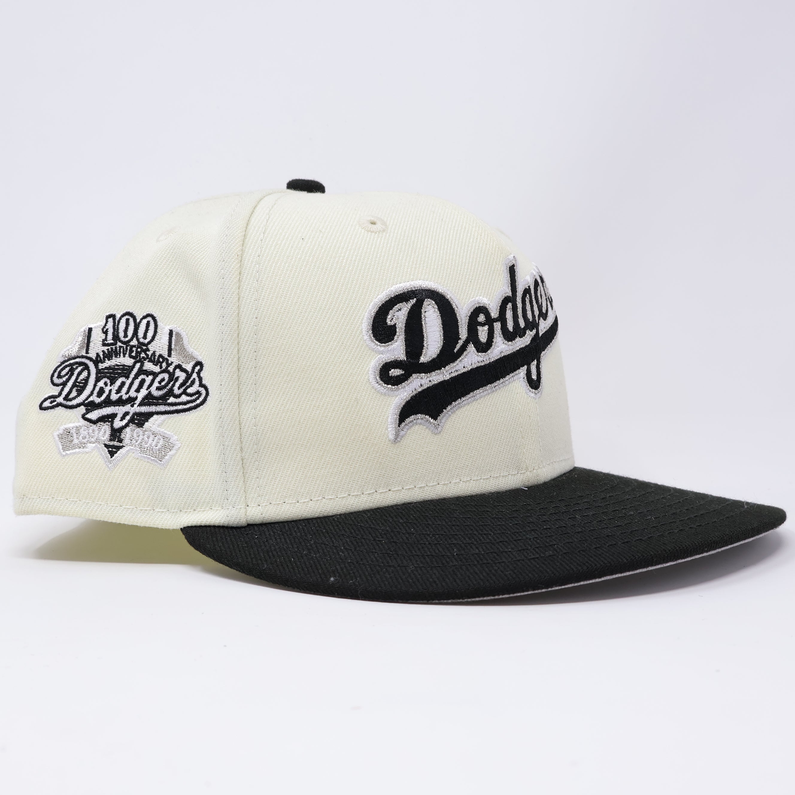 USED 5/8 Chrome Los Angeles Dodgers 100th Anniversary 59fifty New Era Fitted Hat Cap