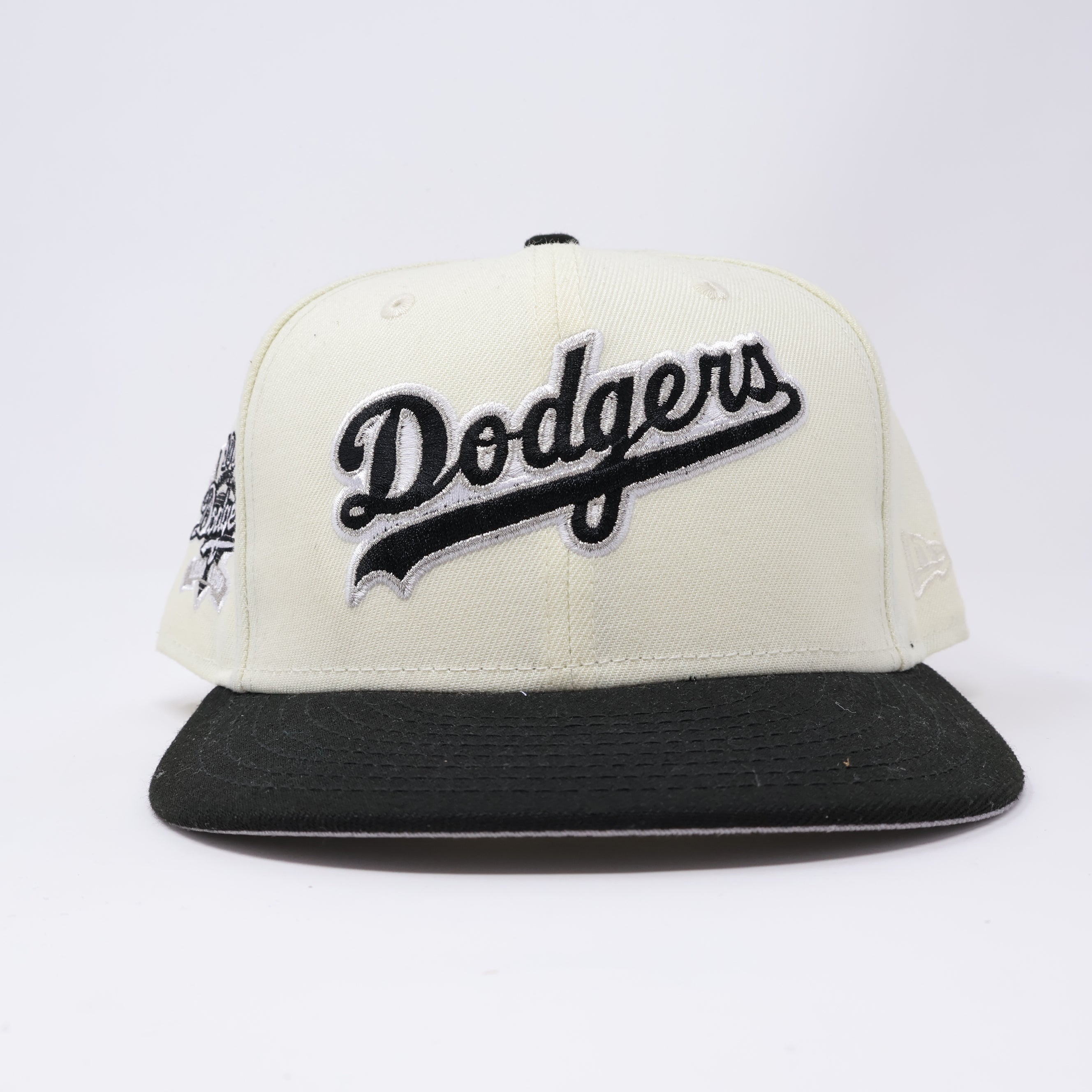 USED 5/8 Chrome Los Angeles Dodgers 100th Anniversary 59fifty New Era Fitted Hat Cap