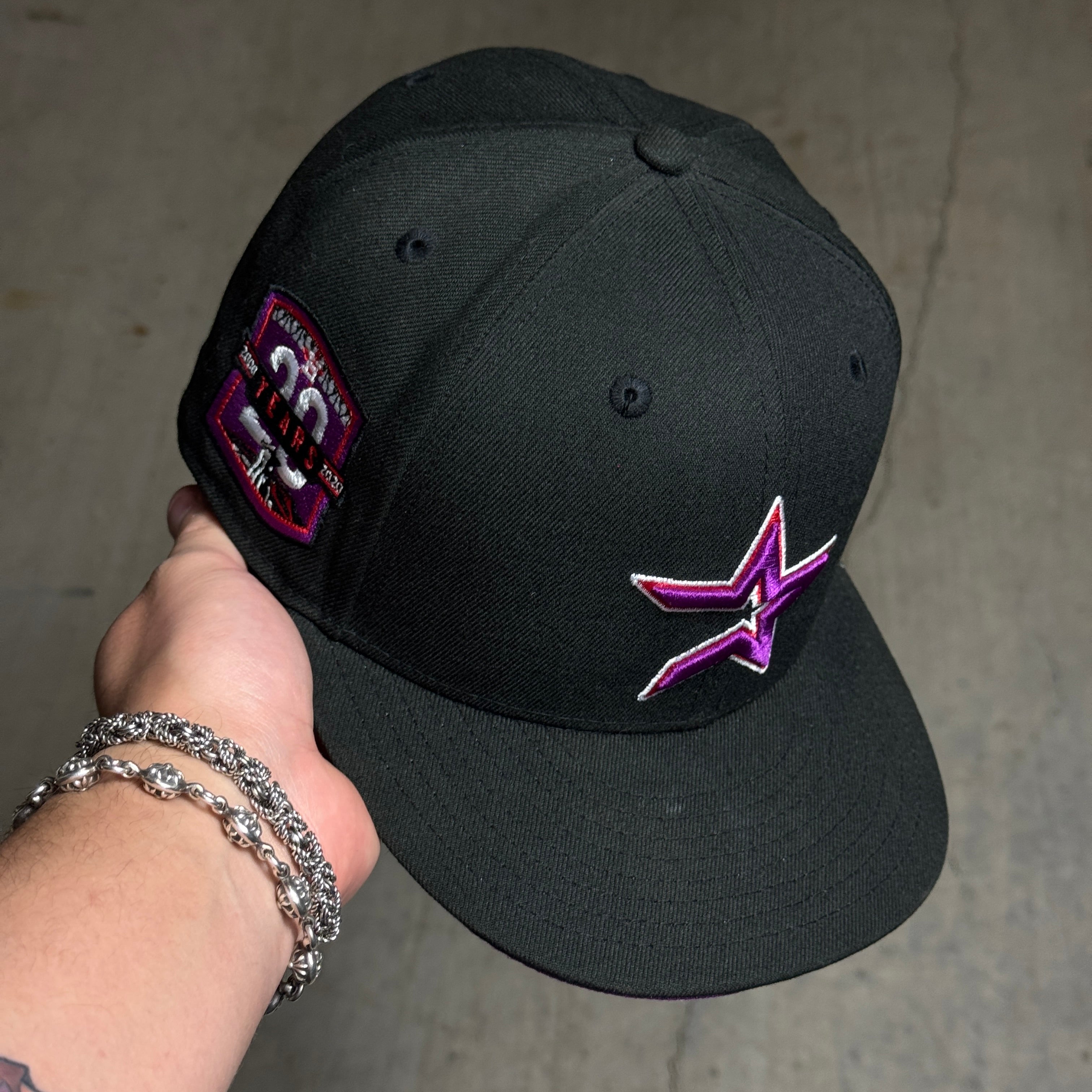 USED 3/8 Black Houston Astros 20 Years 59fifty New Era Fitted Hat Cap