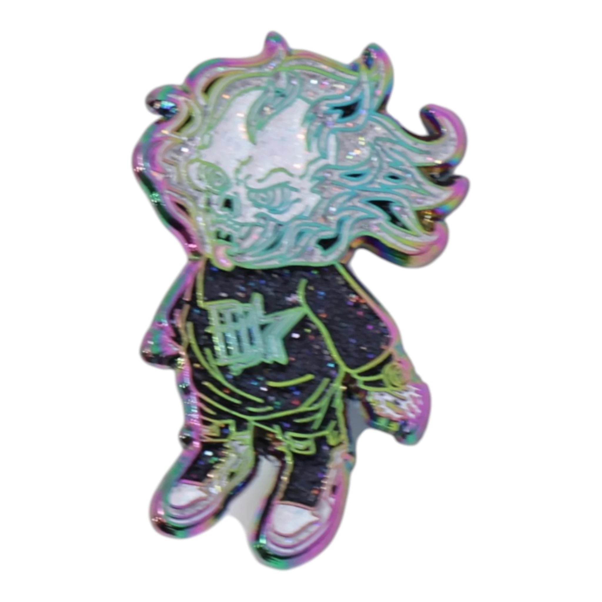 Ghost Rider Skeleton Black Glitter Graphic Pin