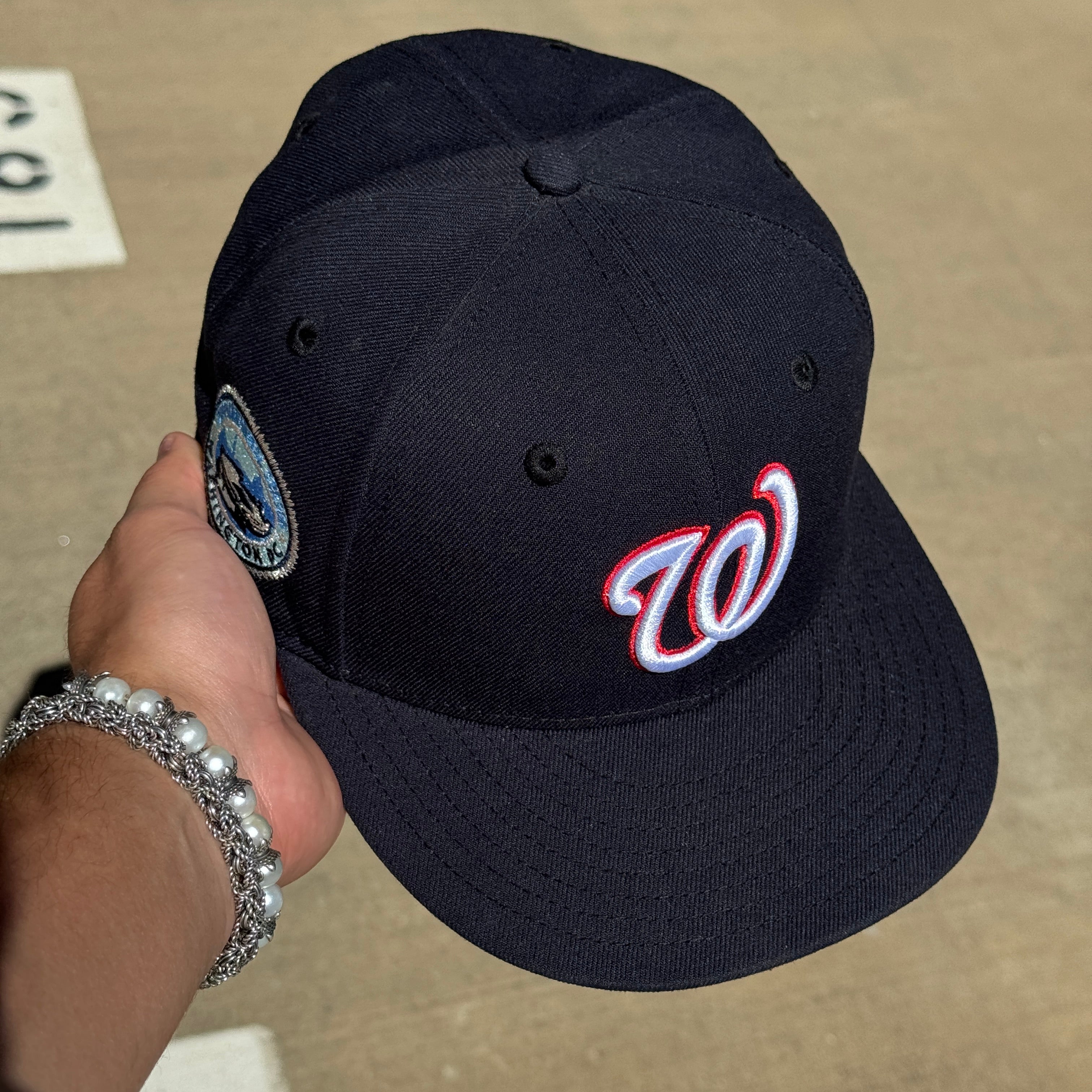 USED 3/8 Navy Washington Nationals 2008 Inaugural Season 59fifty New Era Fitted Hat Cap