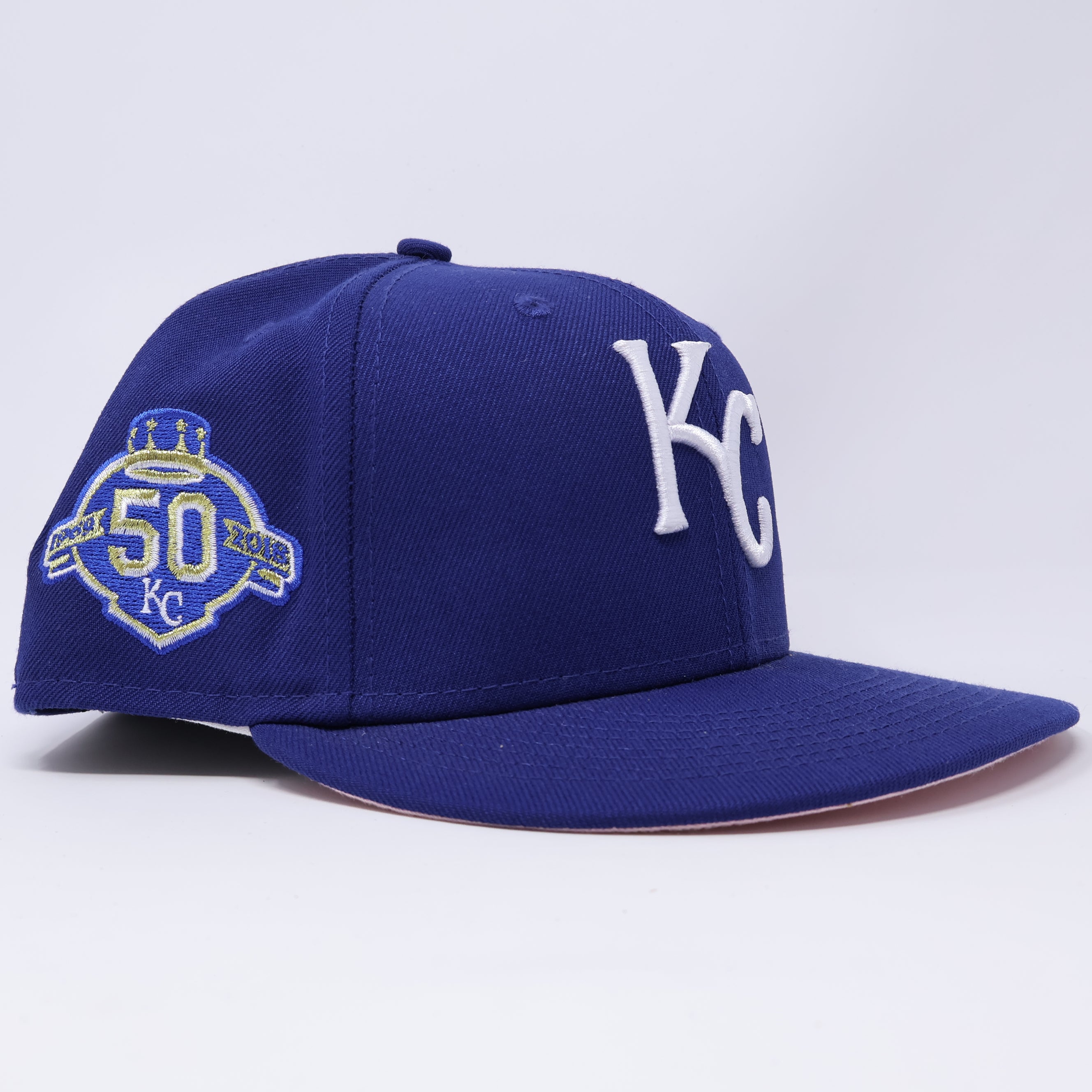 USED 5/8 Blue Kansas City Royals 50th Anniversary 59fifty New Era Fitted Hat Cap