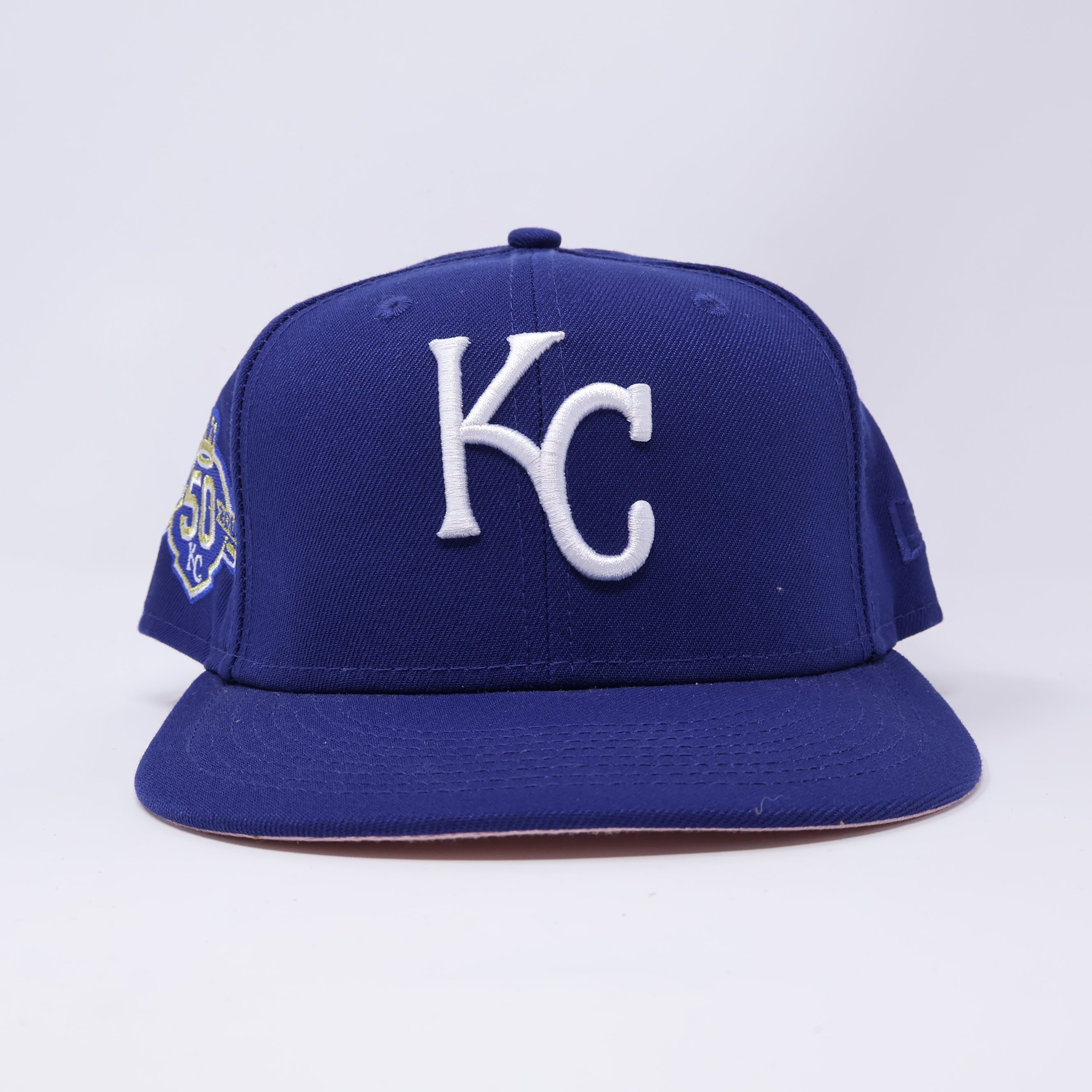 USED 5/8 Blue Kansas City Royals 50th Anniversary 59fifty New Era Fitted Hat Cap