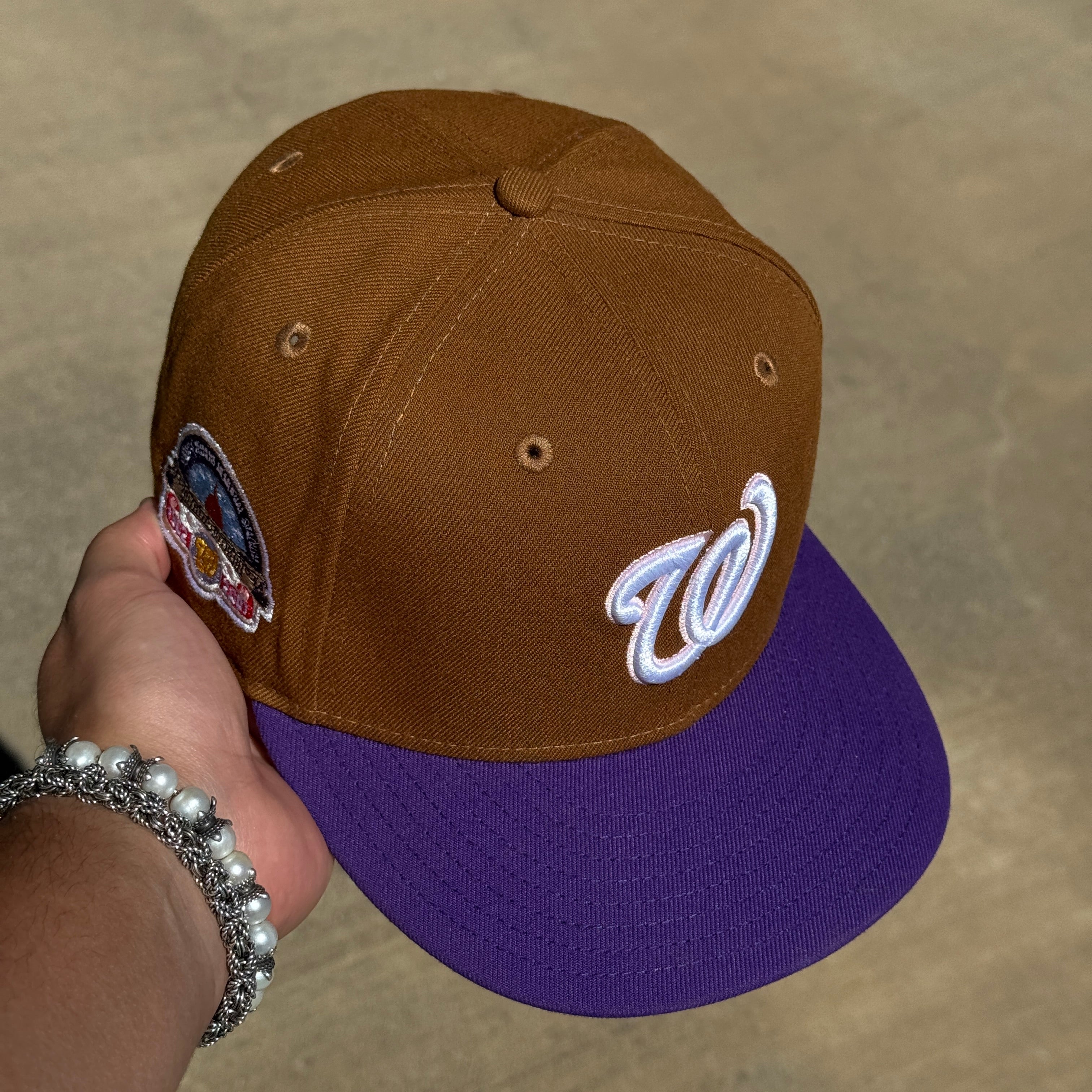 USED 3/8 Brown Washington Nationals Kennedy Memorial 59fifty New Era Fitted Hat Cap