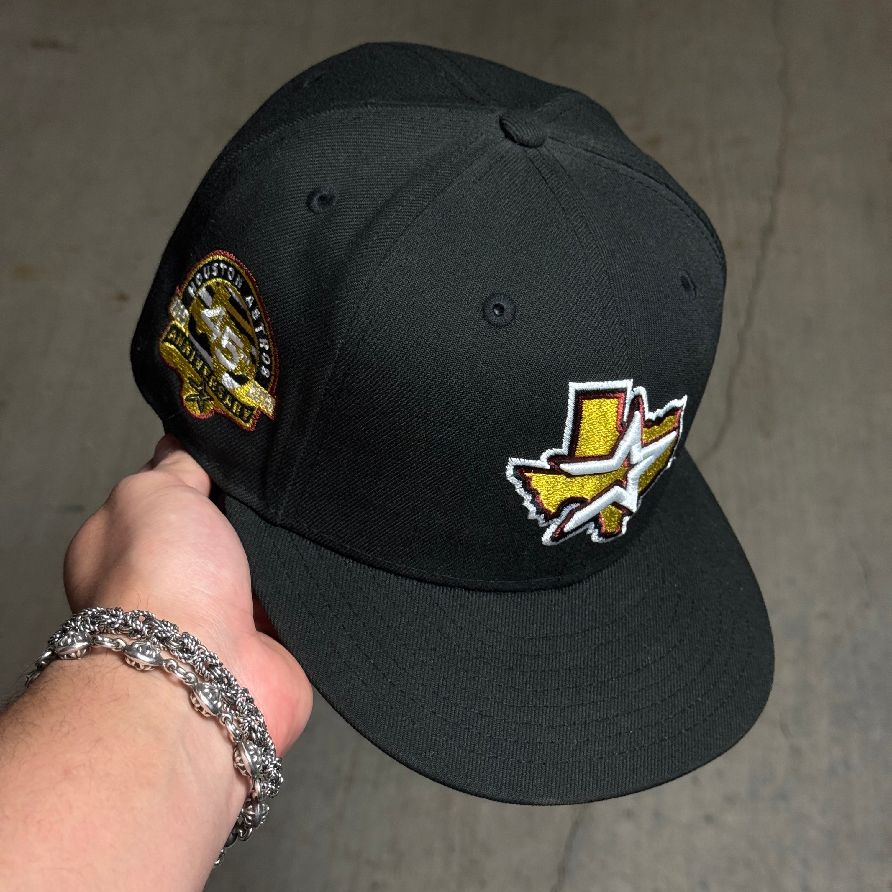 USED 3/8 Black Houston Astros 45th Anniversary 59fifty New Era Fitted Hat Cap