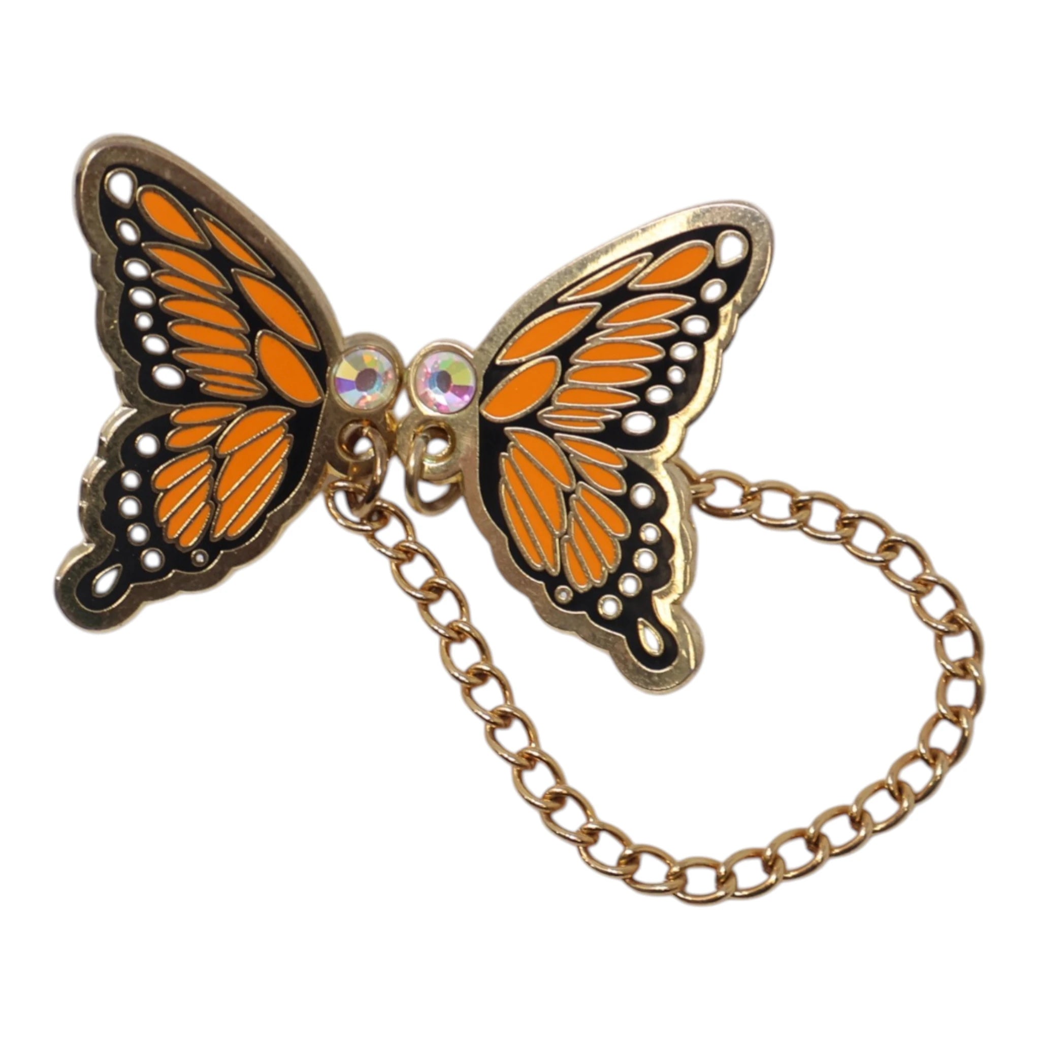 Orange Butterfly Chain Pin