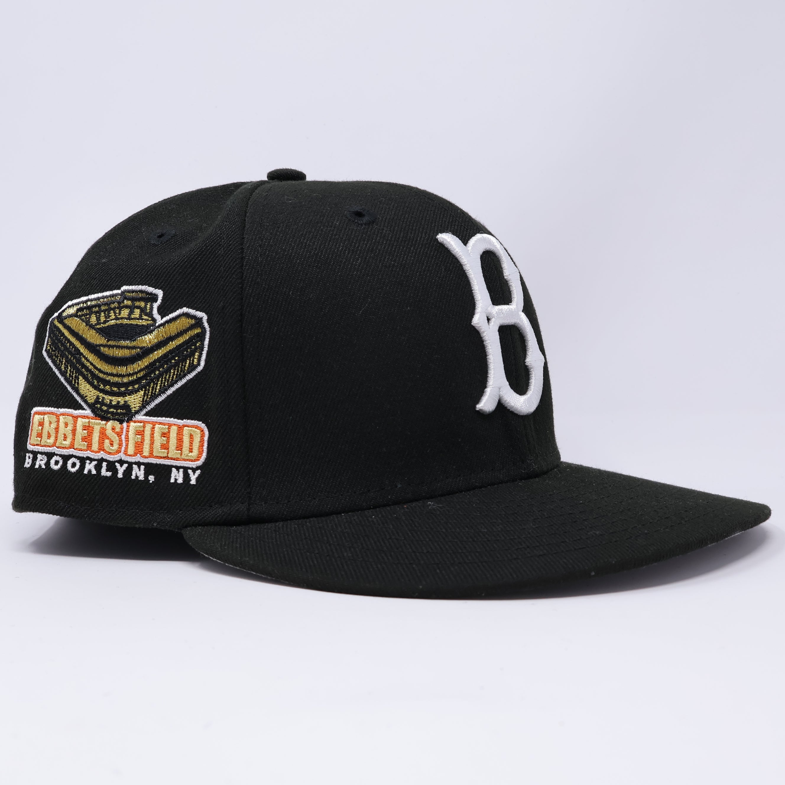 新品 BEEDEN STUDS DAMAGE CAP BLACK USED 5/8 Black Brooklyn Dodgers Ebbets Field New Era Fitted