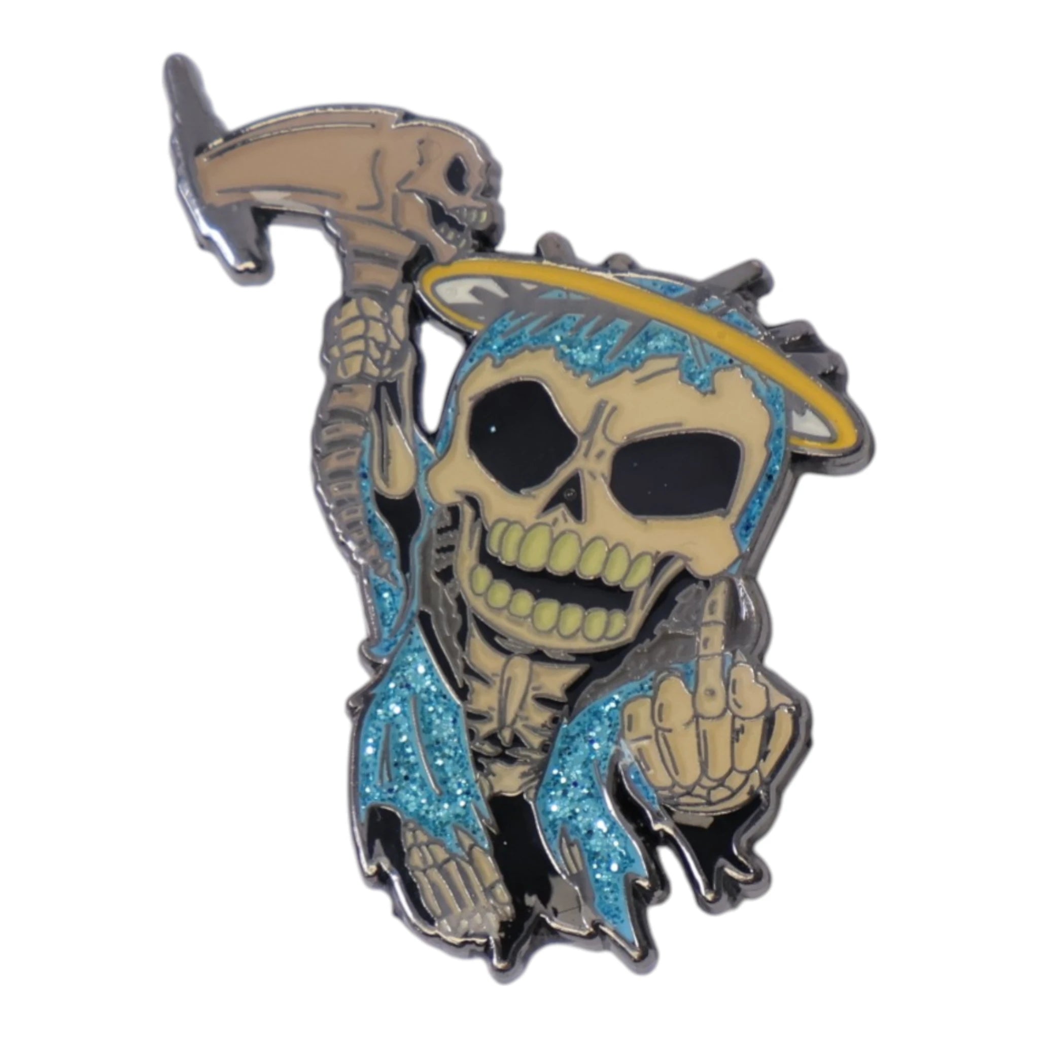 Teal Skeleton F Your Feelings Graphic Pin