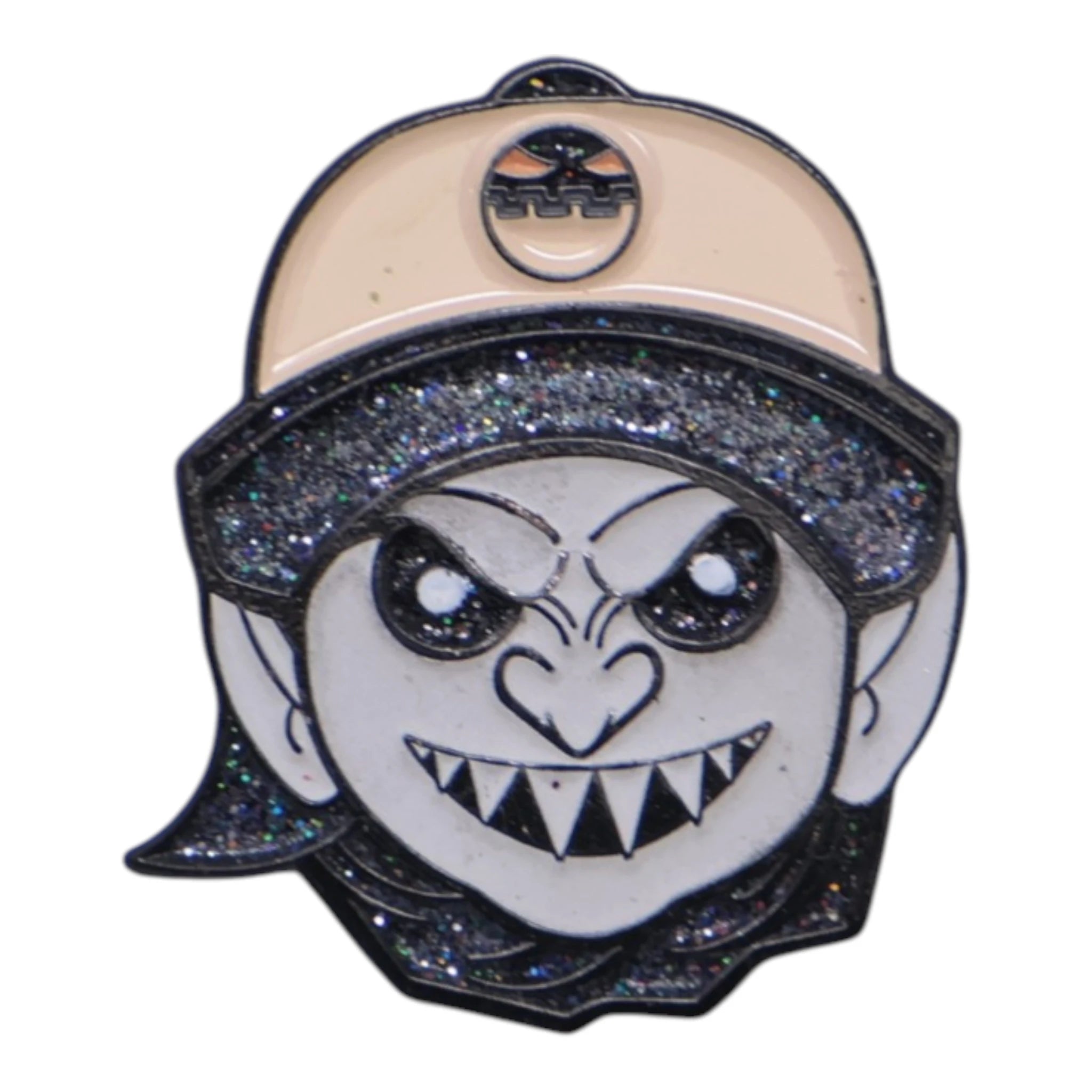 Goblin Character Black White Graphic Pin