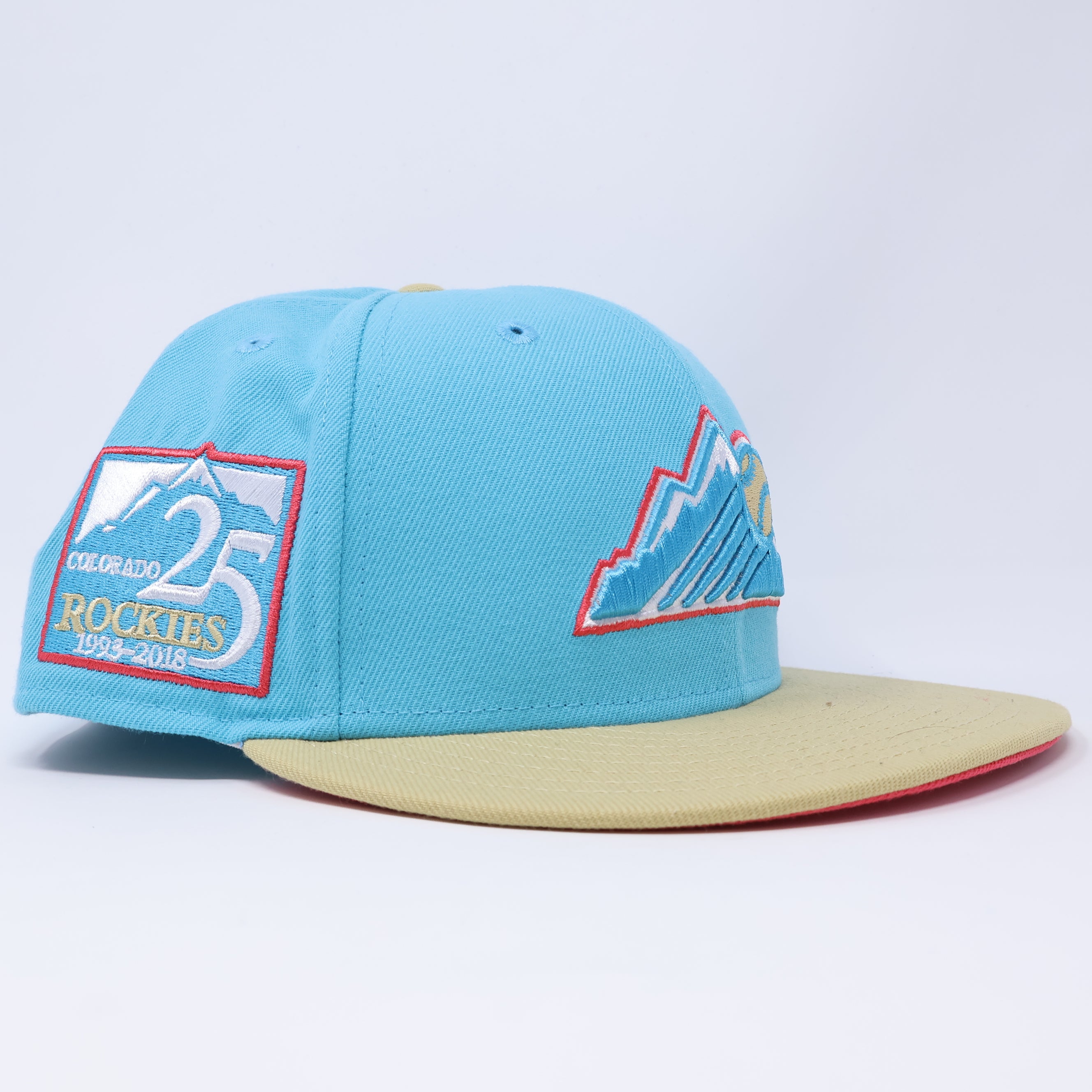 USED 1/2 Teal Colorado Rockies 25th Anniversary 59fifty New Era Fitted Hat Cap