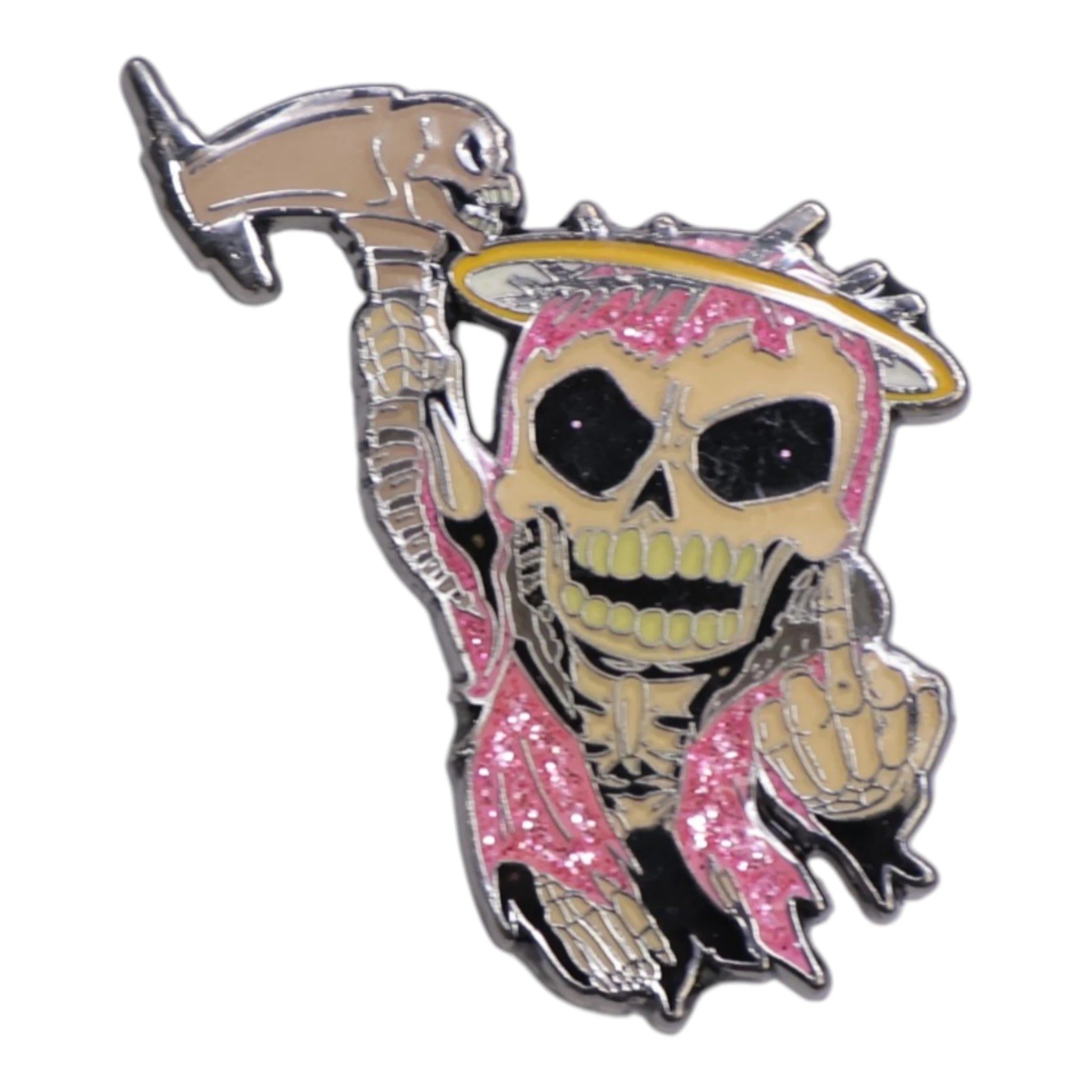 Pink Skeleton F Your Feelings Graphic Pin
