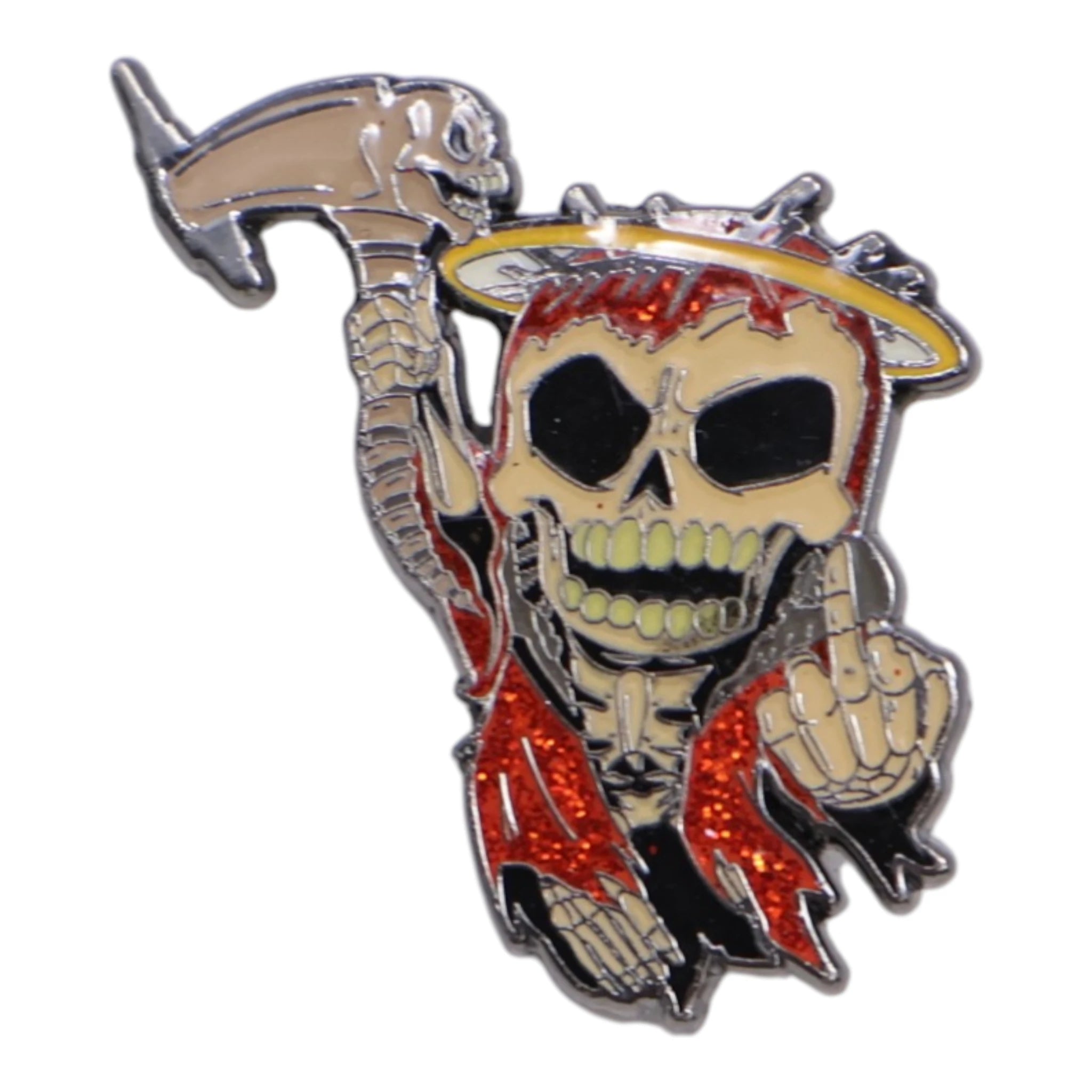 Red Skeleton F Your Feelings Graphic Pin