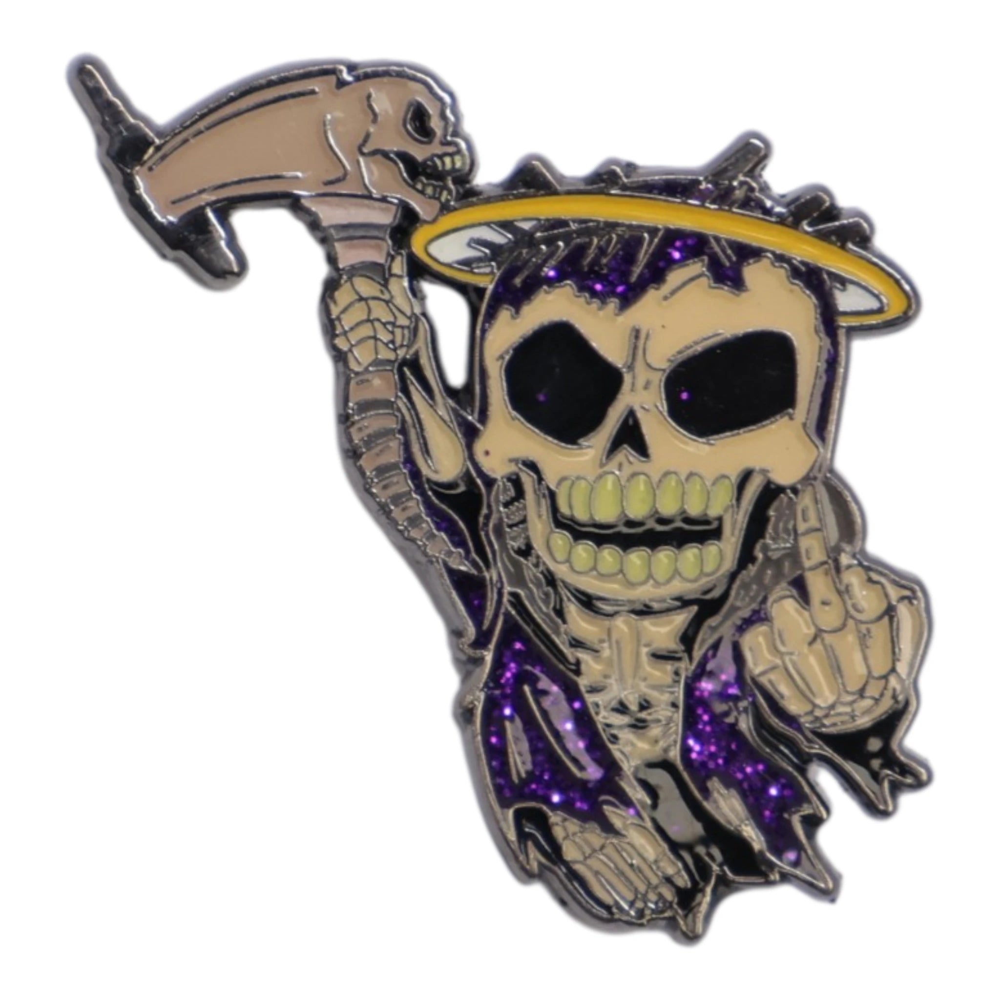 Purple Skeleton F Your Feelings Graphic Pin