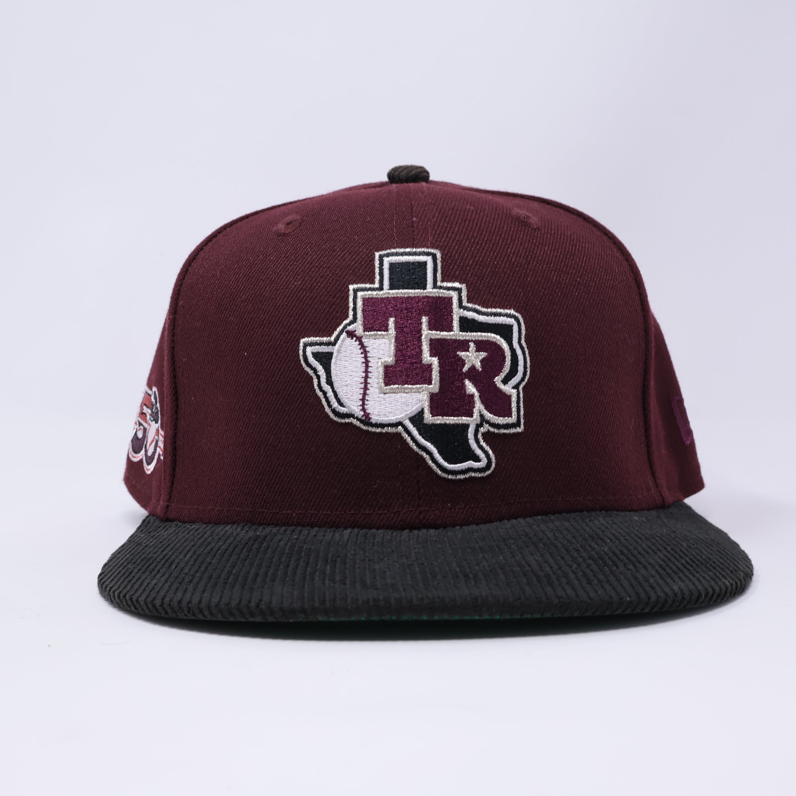 7 1/2 USED Burgundy Texas Rangers 50 Years Corduroy 59fifty New Era Fitted Cap Hat