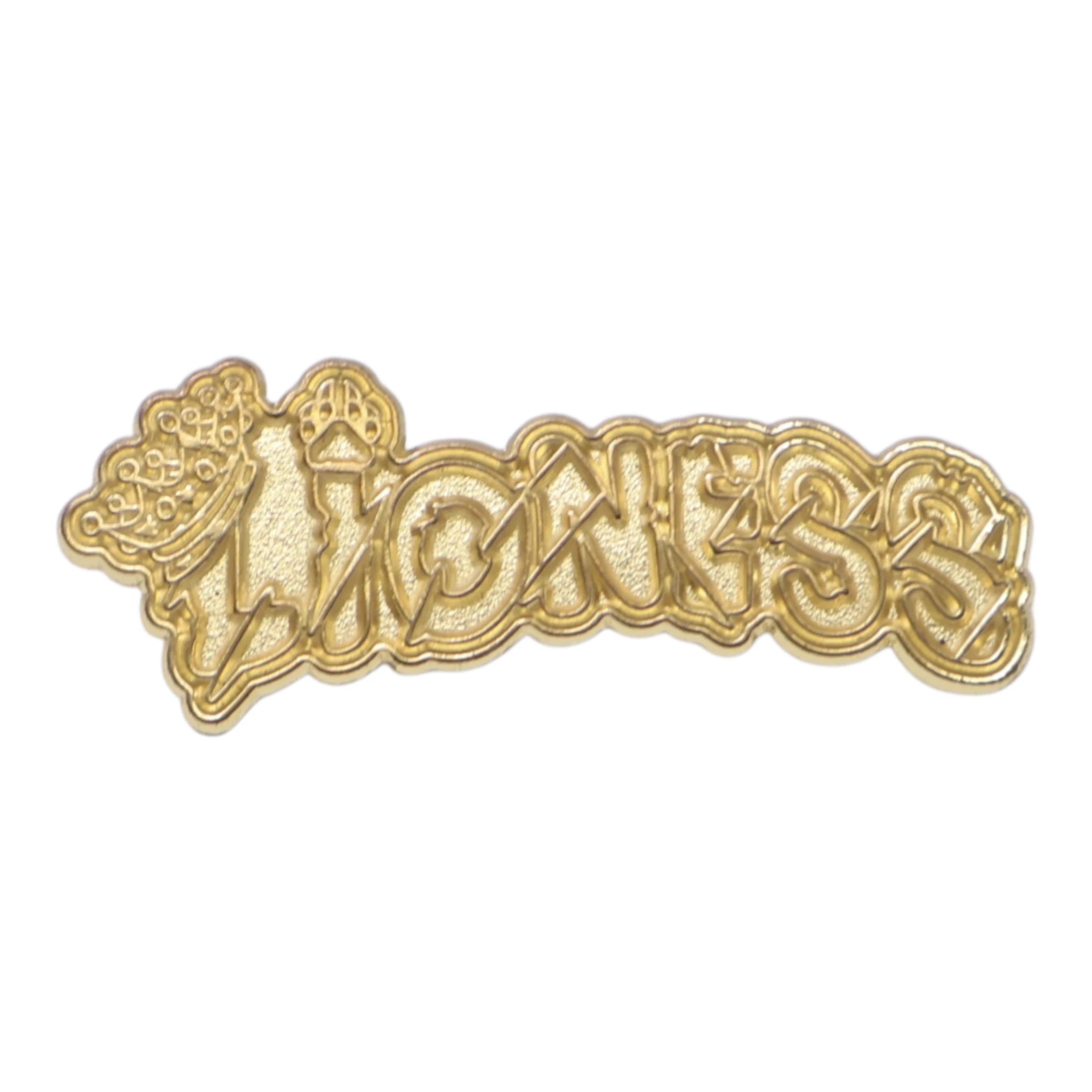 Gold Text Lioness Script Pin