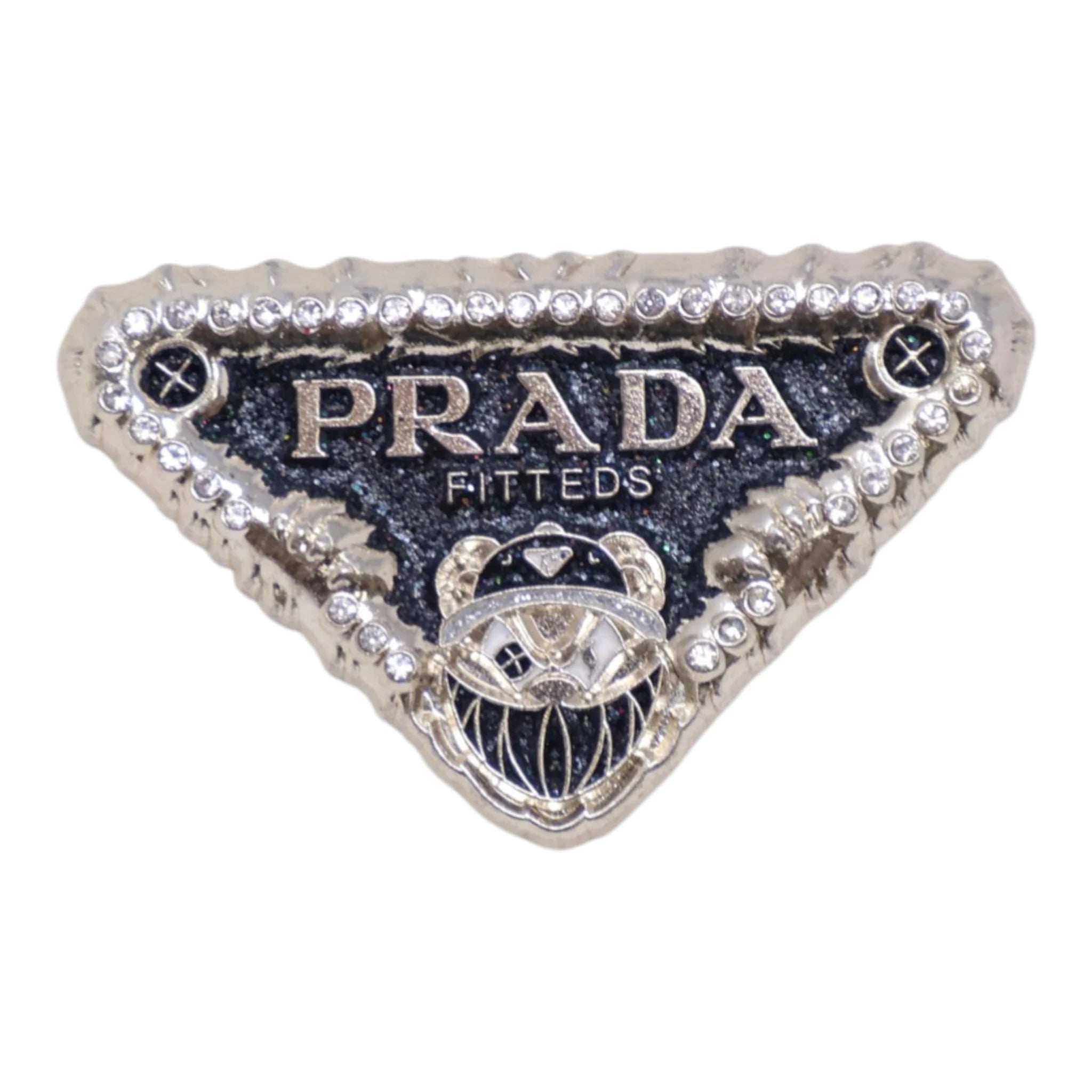 Silver/Black Glitter Designer Inspired Graphic Pin