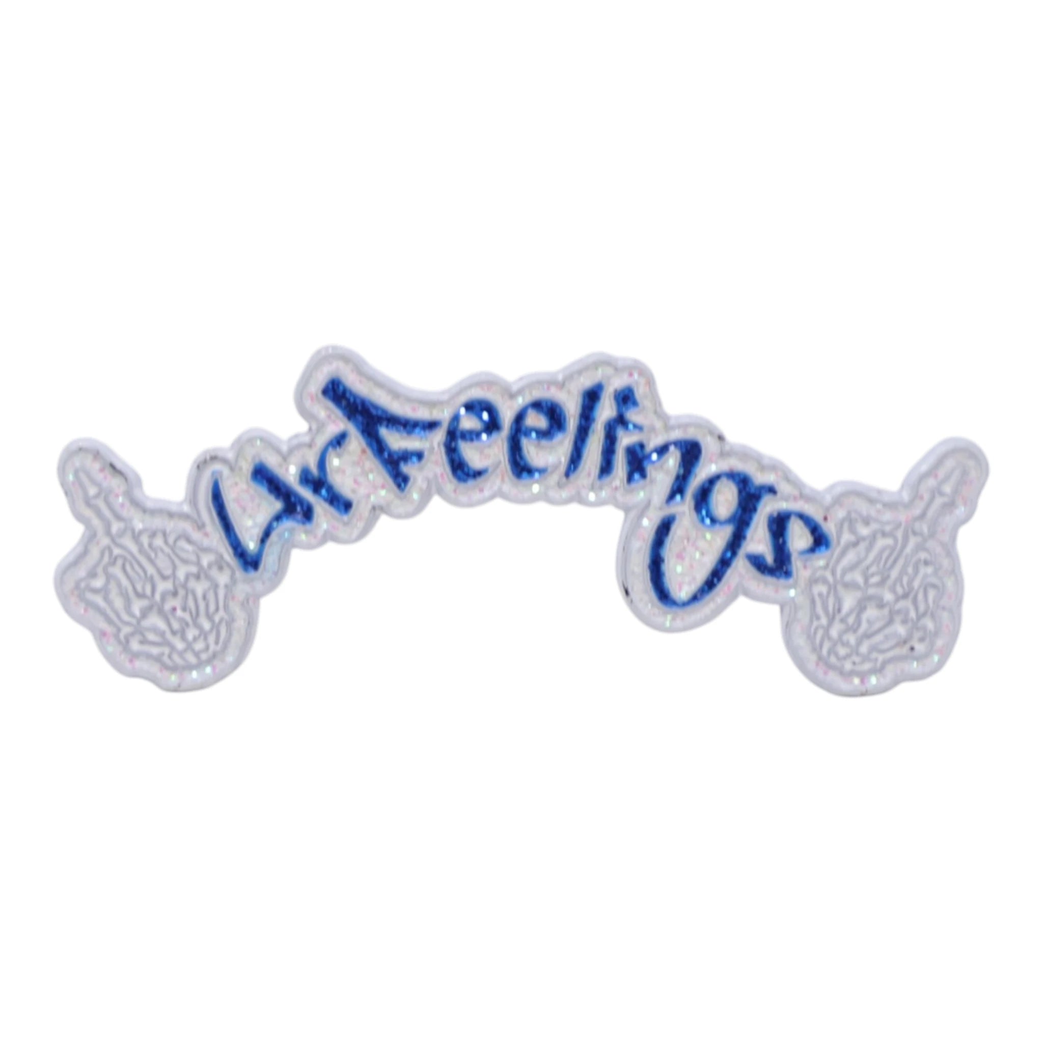 White/Blue F Your Feelings Script Pin