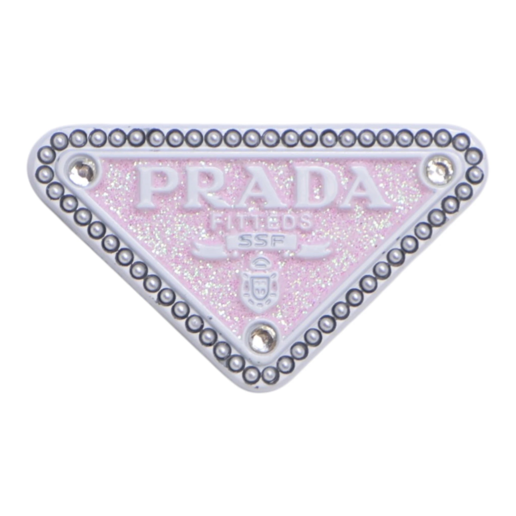 White/Pink Glitter Designer Inspired Graphic Pin