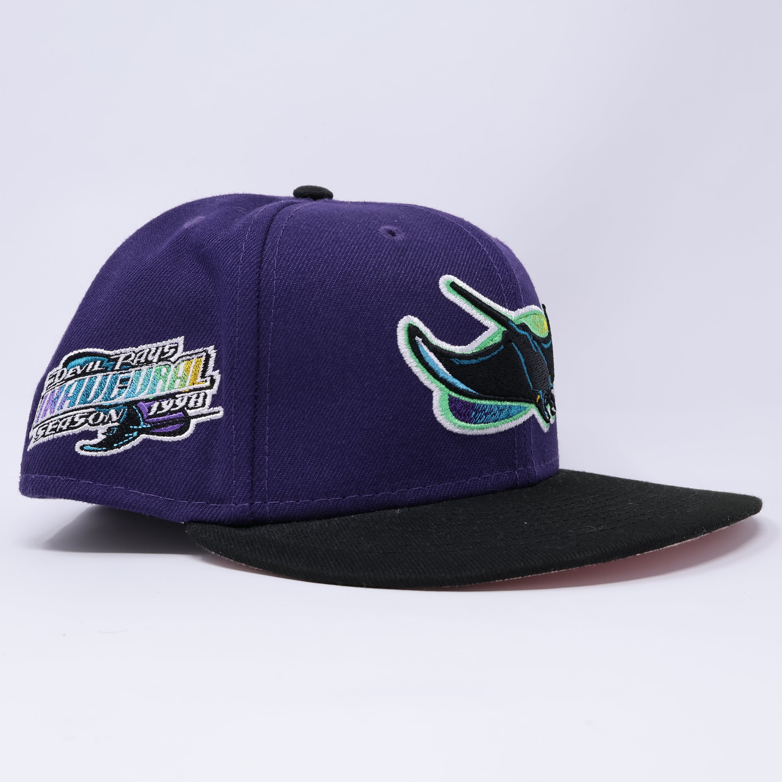 USED 1/2 Purple Tampa Devil Rays Inaugural Season 1998 59fifty New Era Fitted Hat Cap