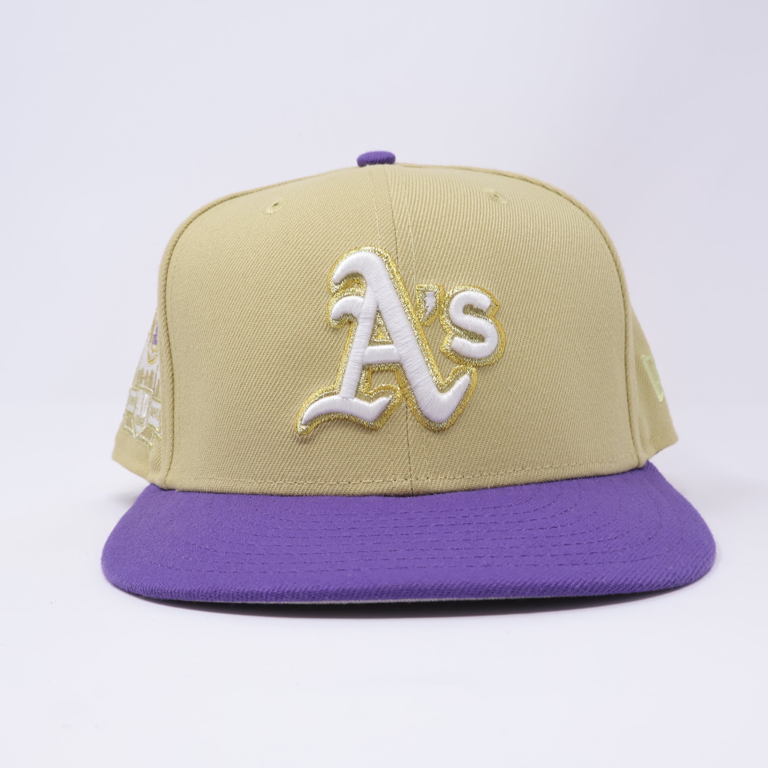 USED 1/2 Khaki Oakland Athletics 40th Anniversary 59fifty New Era Fitted Hat Cap