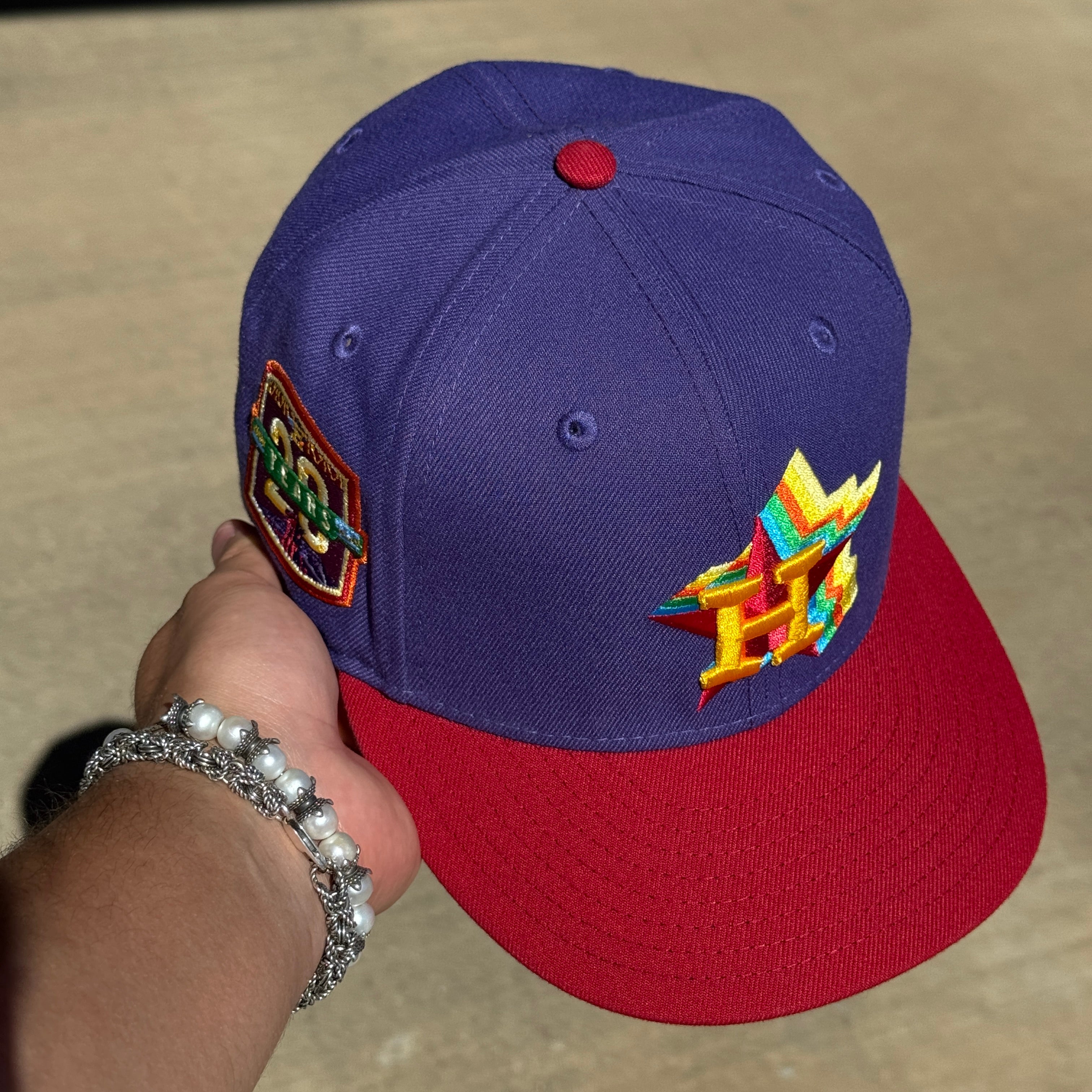 USED 1/2 Purple Houston Astros 20 Years 59fifty New Era Fitted Hat Cap