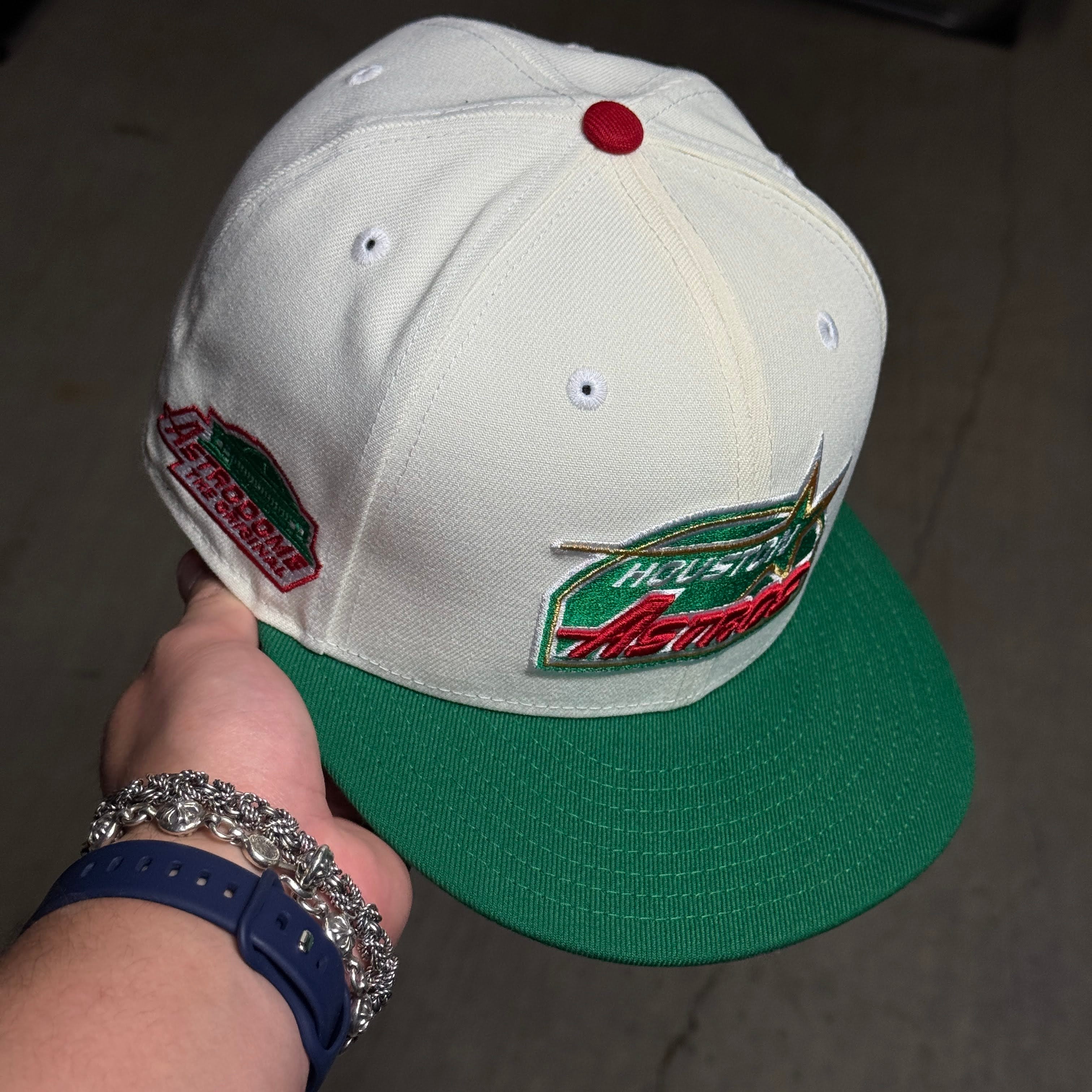 USED 3/8 Chrome Houston Astros The Astrodome 59fifty New Era Fitted Hat Cap