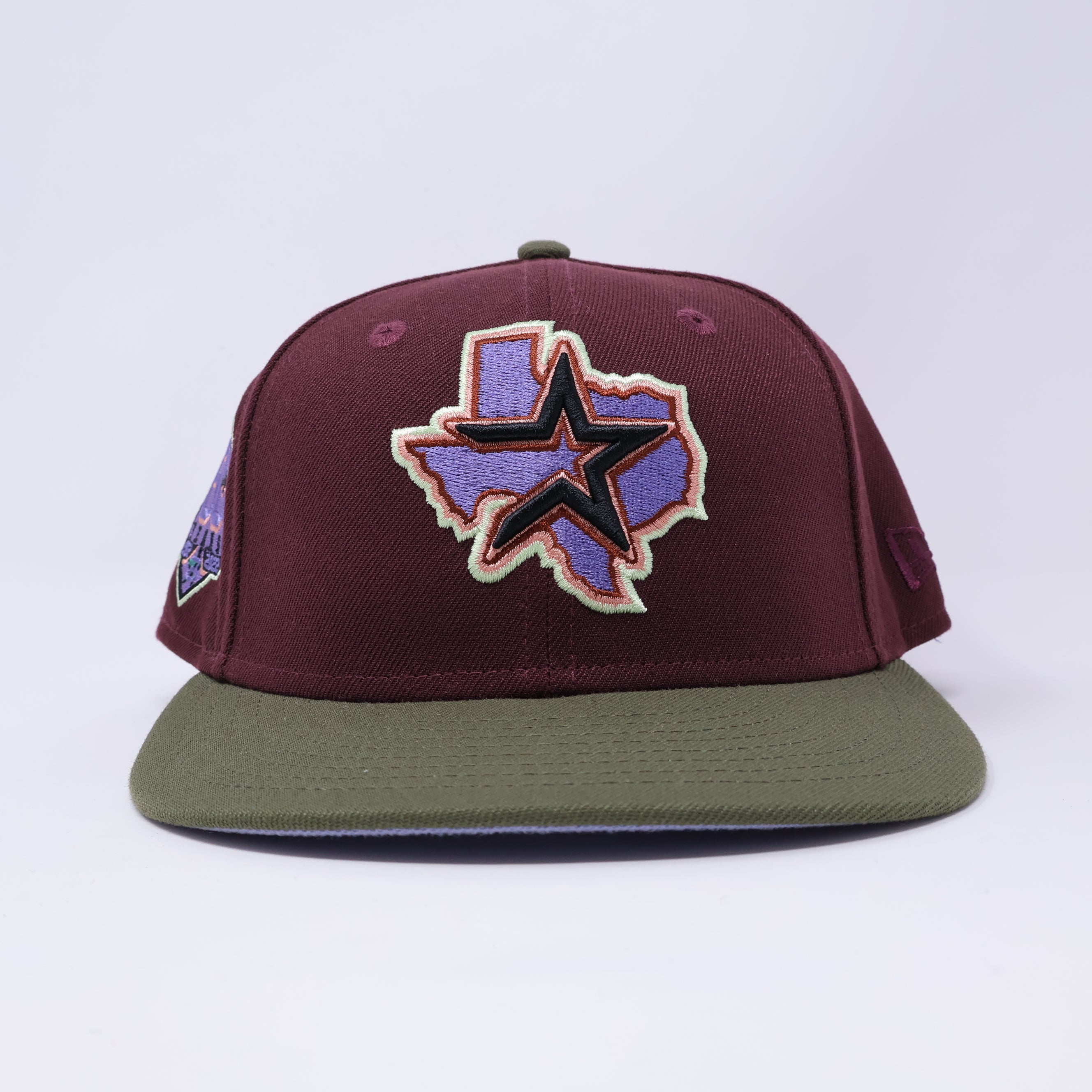 USED 1/2 Maroon Houston Astros 60th Anniversary Hatclub 59FIFTY New Era Fitted Hat