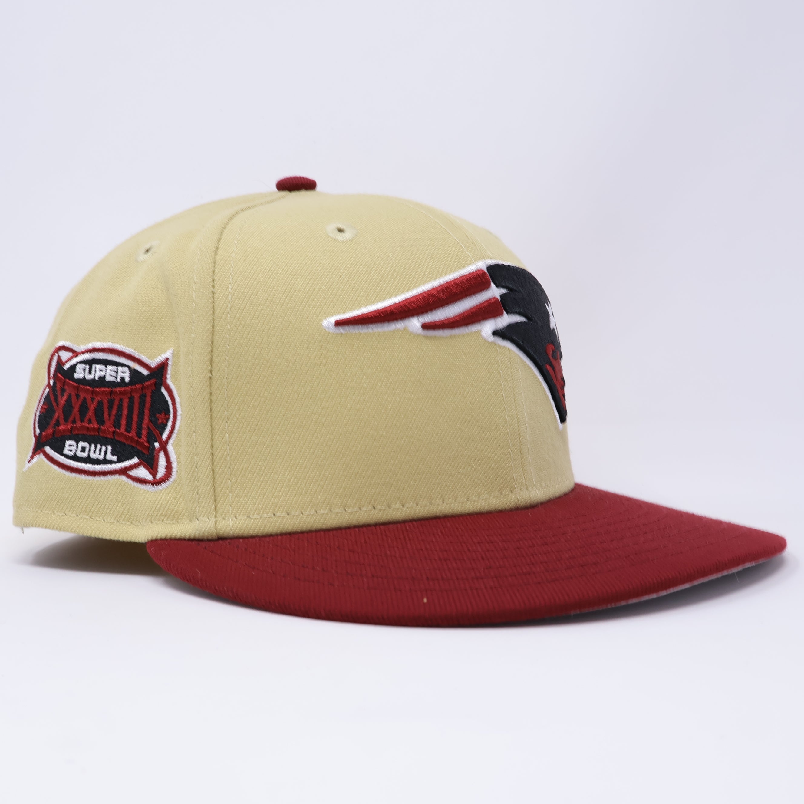1/2 USED Gold New England Patriots XXXVIII Hatclub 59fifty New Era Fitted Hat Cap