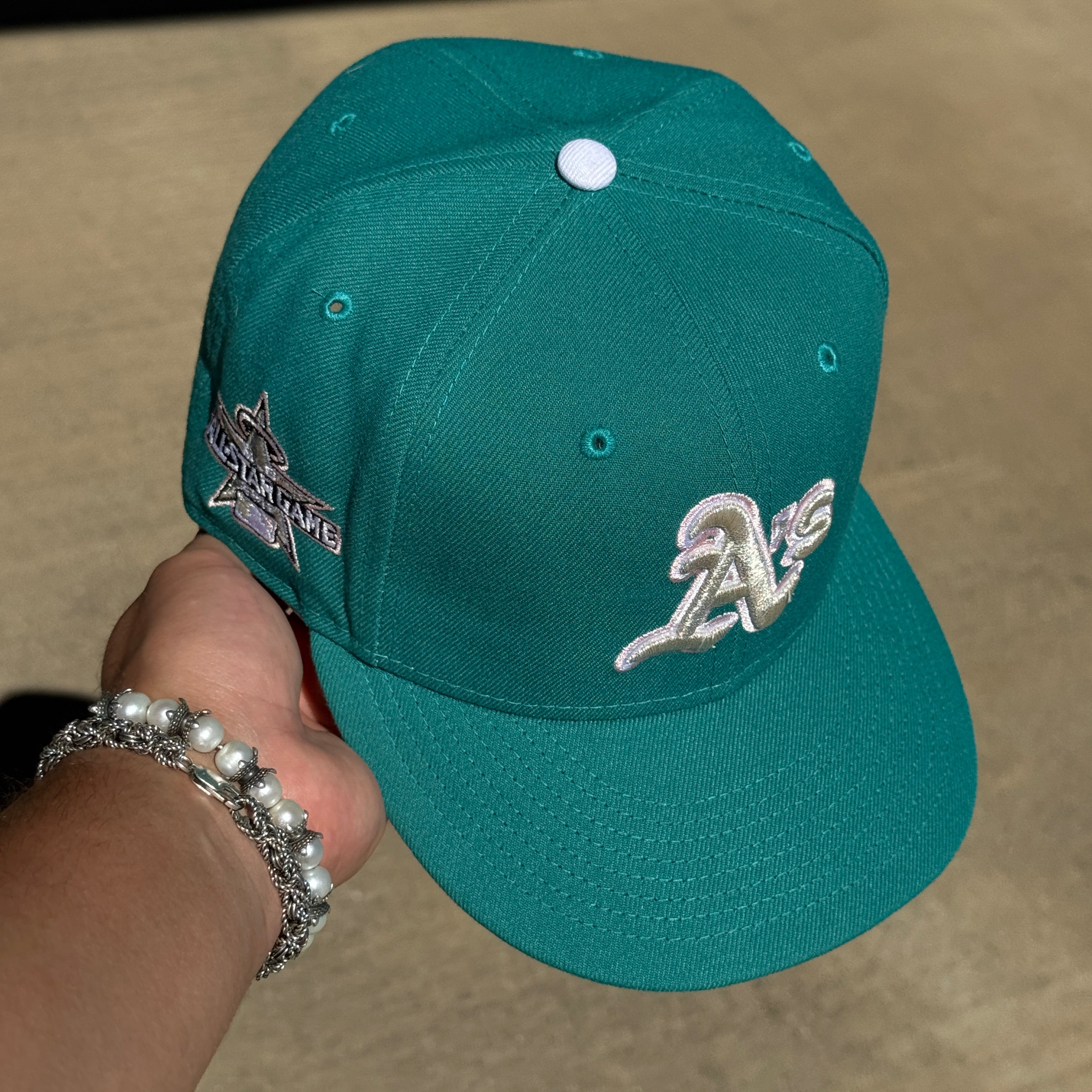 USED 1/2 Teal Oakland Athletics 2010 All Star Game 59fifty New Era Fitted Hat Cap