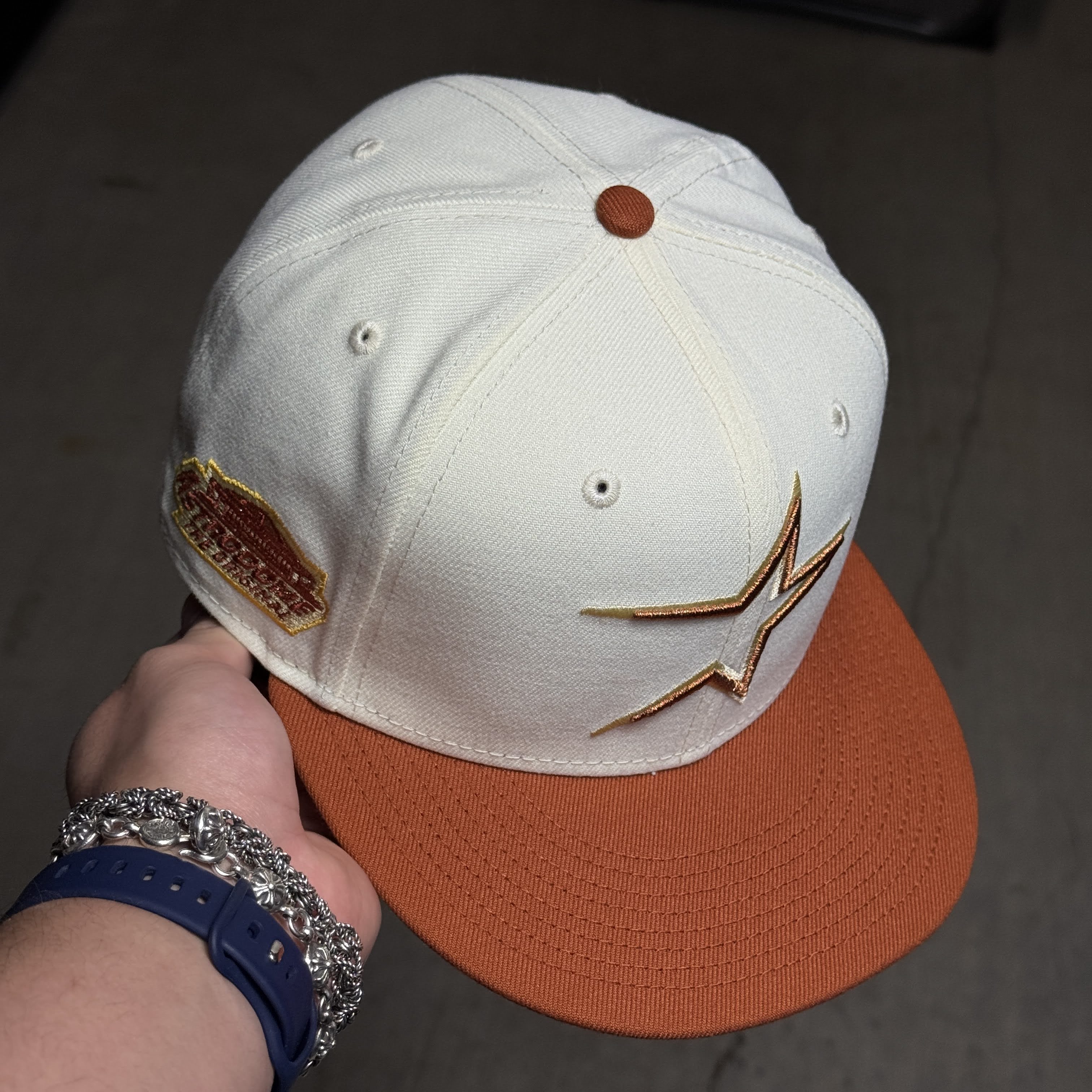 USED 3/8 Chrome Houston Astros The Original 59fifty New Era Fitted Hat Cap