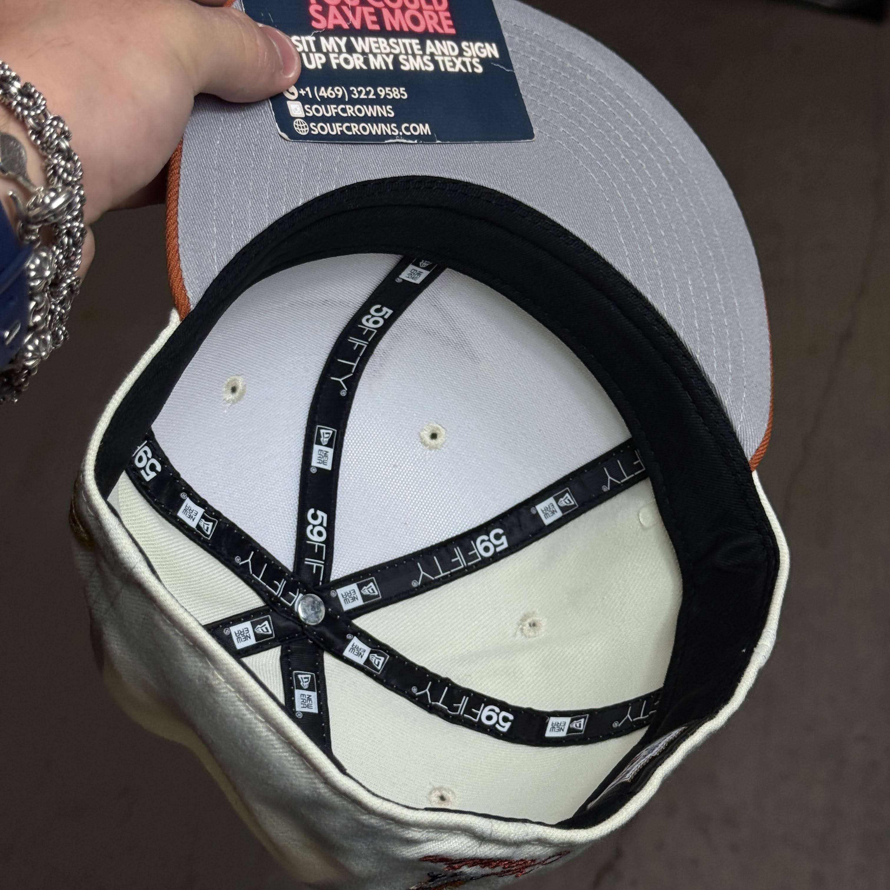 USED 3/8 Chrome Houston Astros The Original 59fifty New Era Fitted Hat Cap