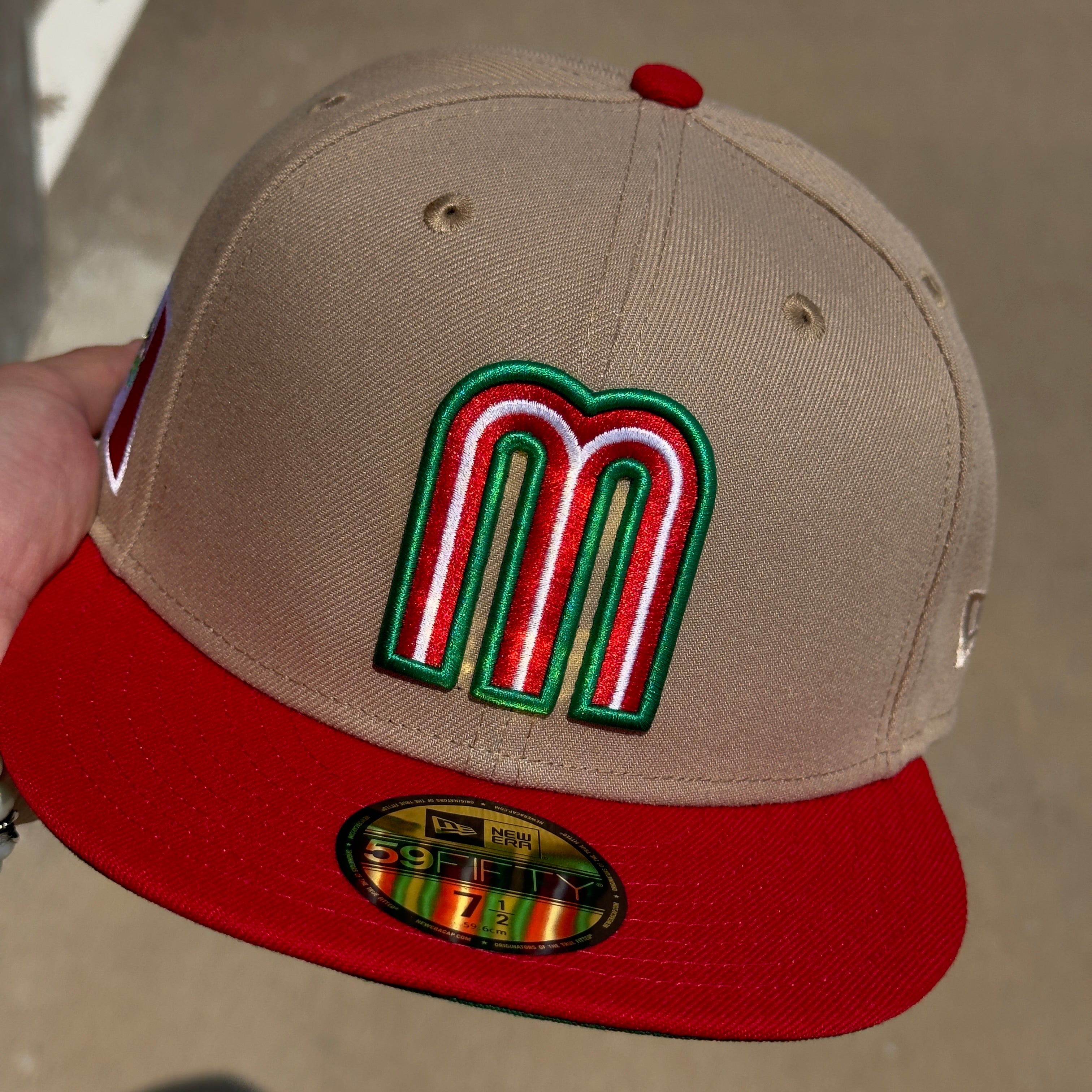 NEW 1/2 Khaki Mexican National Baseball WBC 59FIFTY New Era Fitted Hat