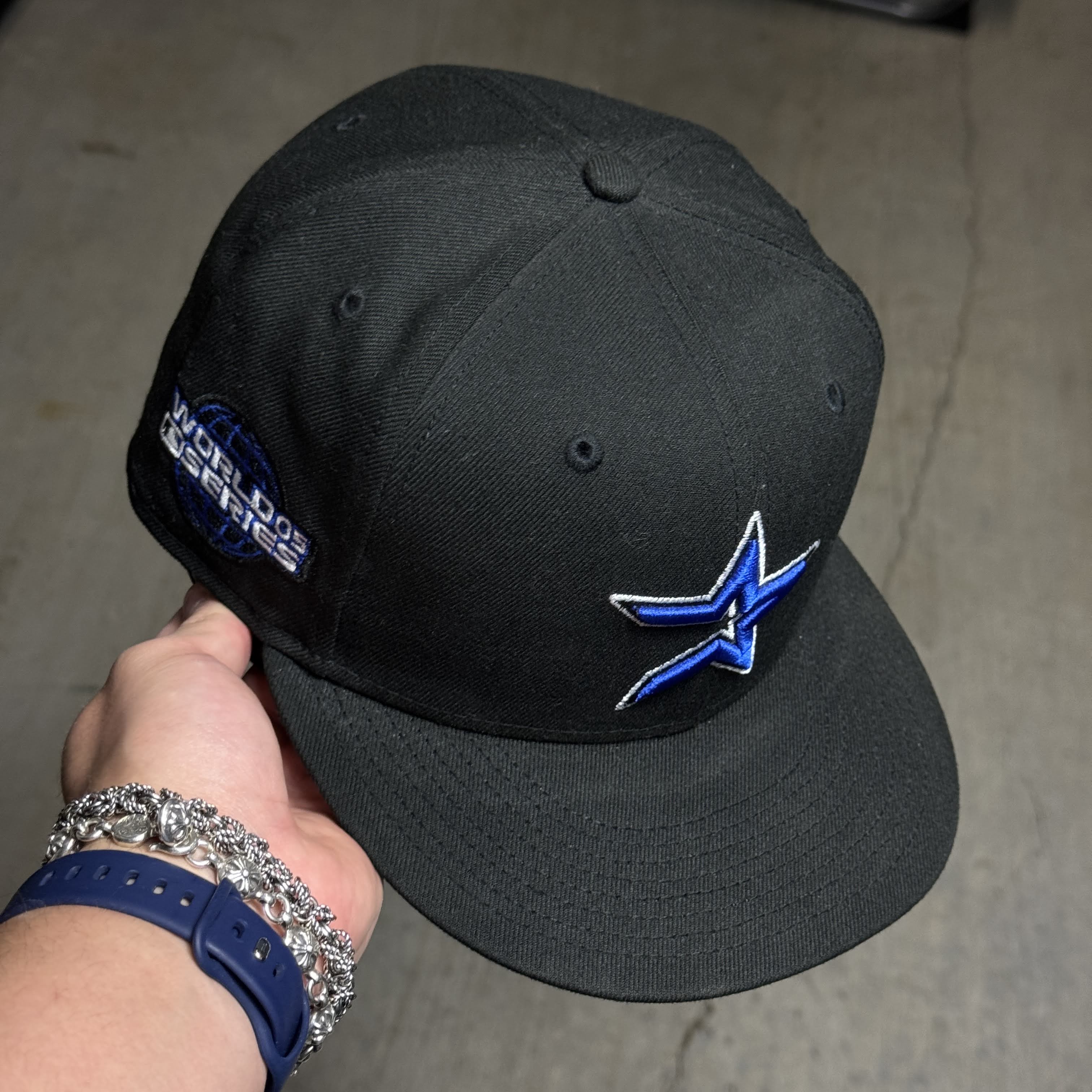 USED 3/8 Black Houston Astros 2005 World Series 59fifty New Era Fitted Hat Cap