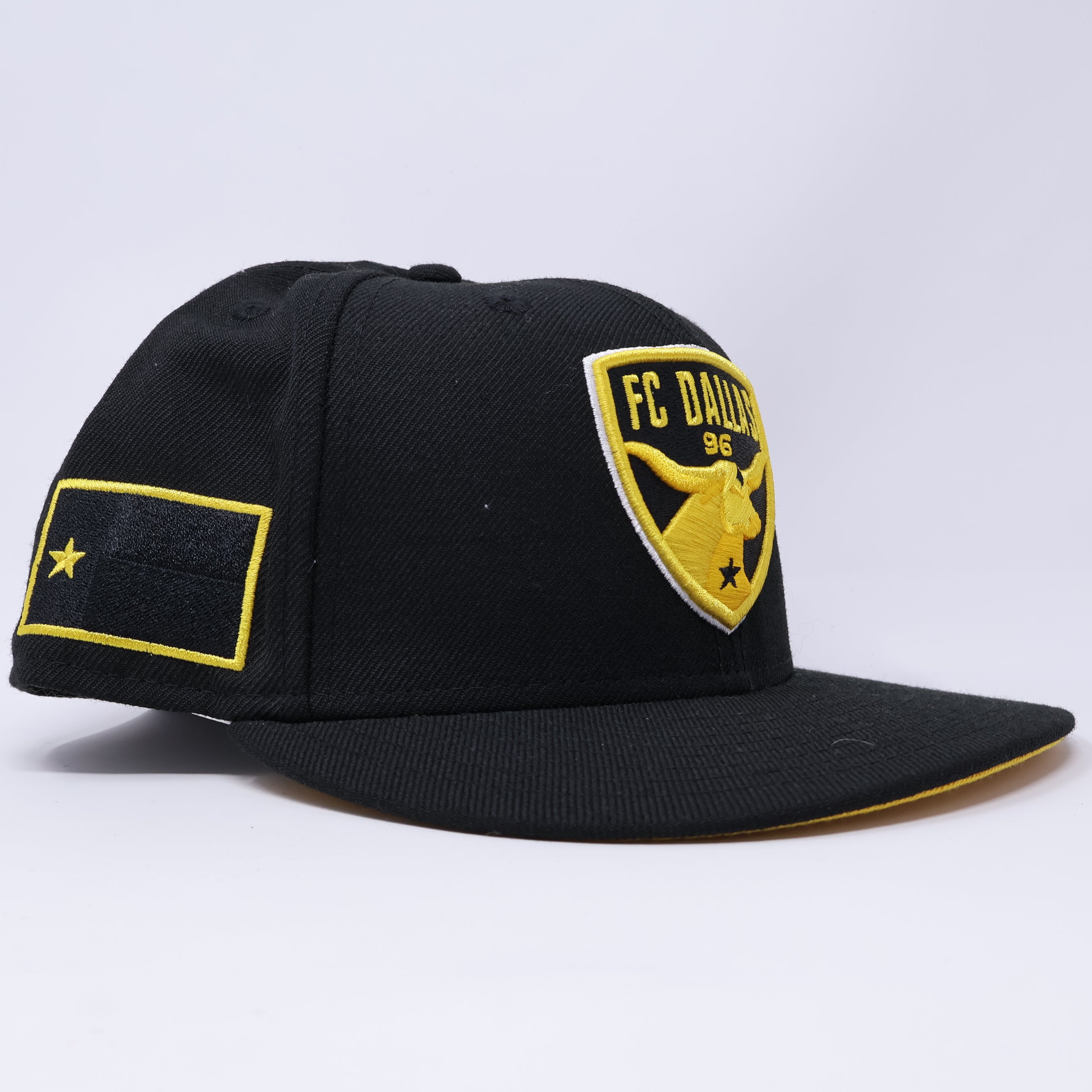 USED 1/2 Black FC Dallas Texas Flag MLS 59fifty New Era Fitted Hat Cap