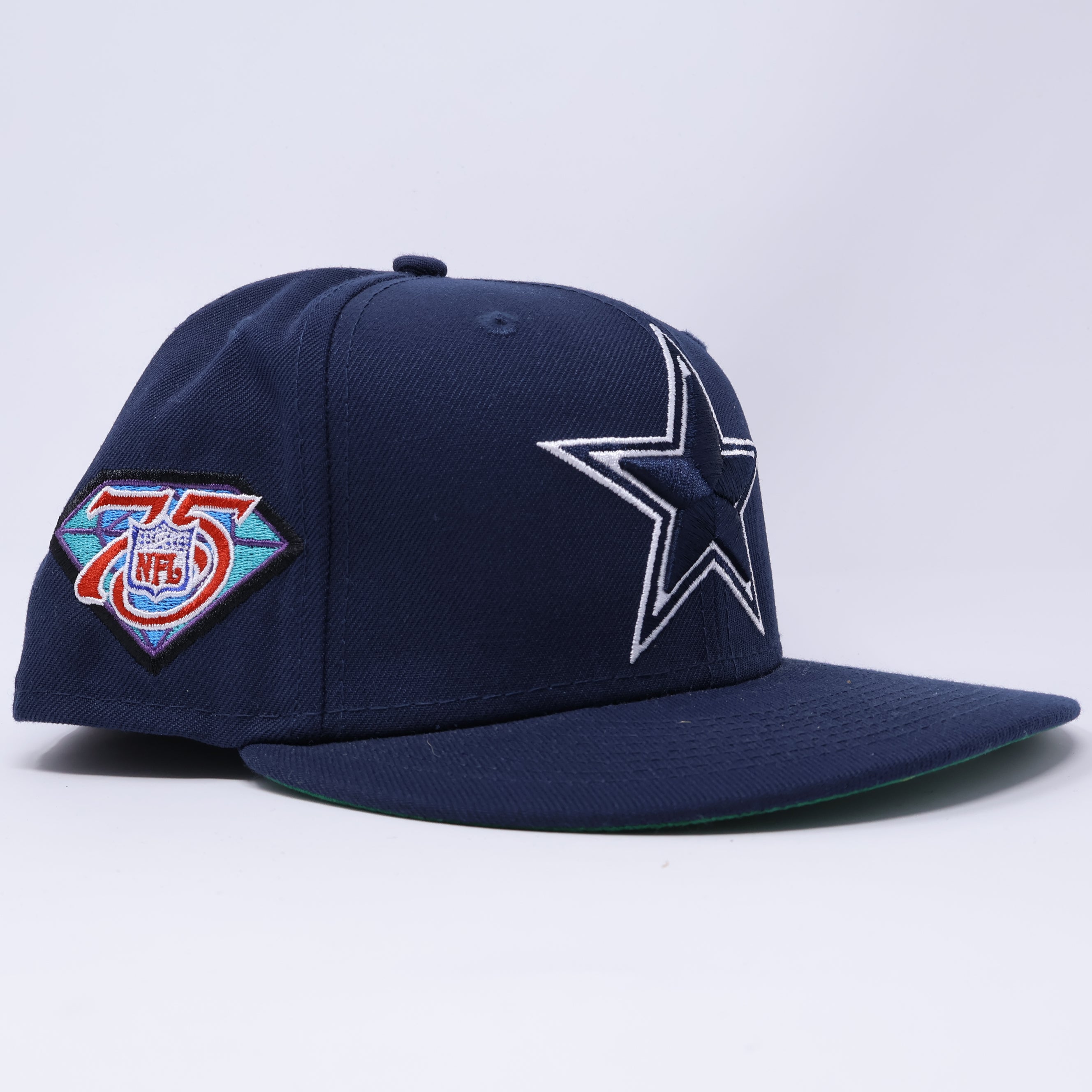 USED 1/2 Navy Dallas Cowboys NFL 75th Anniversary 59FIFTY New Era Fitted Hat