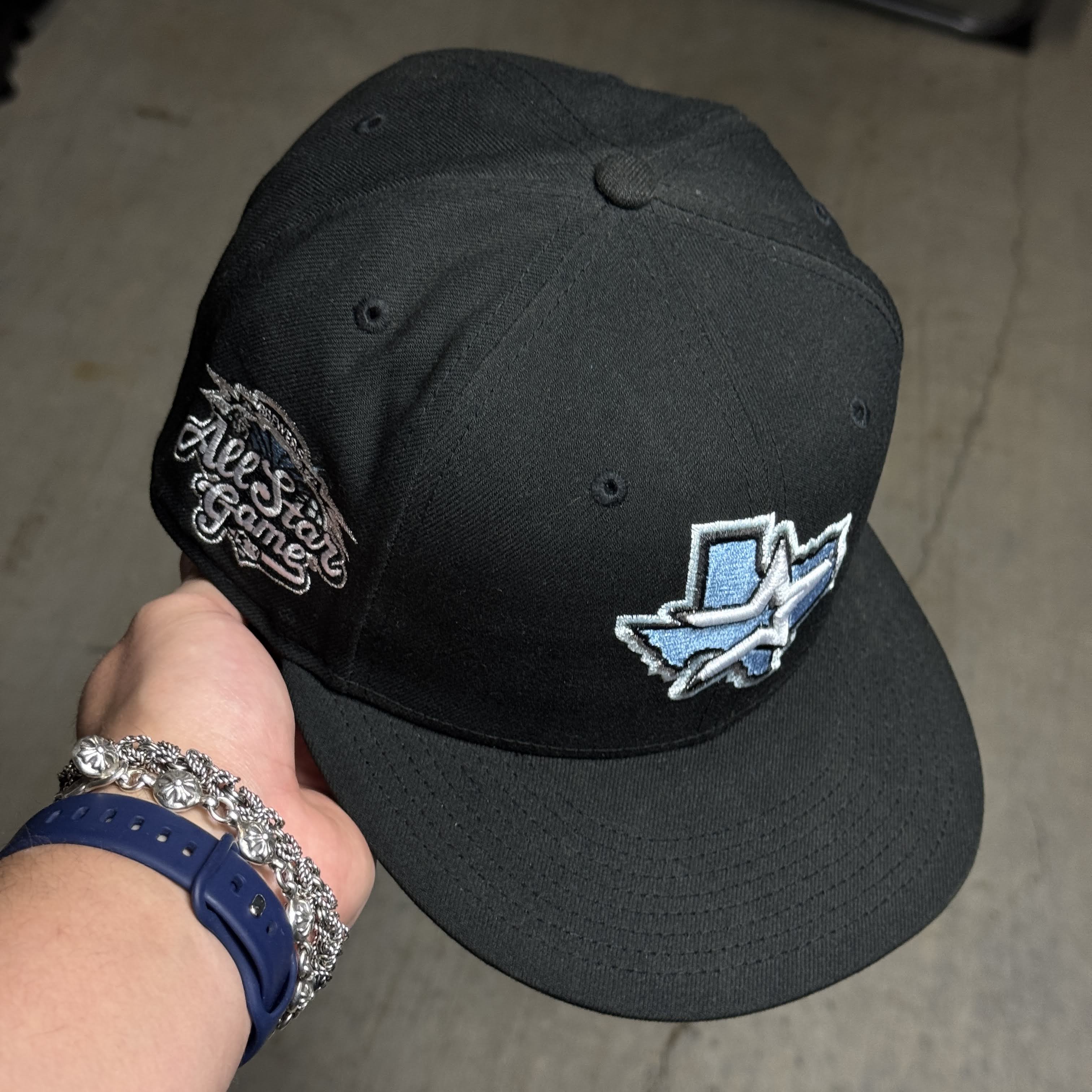 USED 3/8 Black Houston Astros Brewers All Star Game 59fifty New Era Fitted Hat Cap