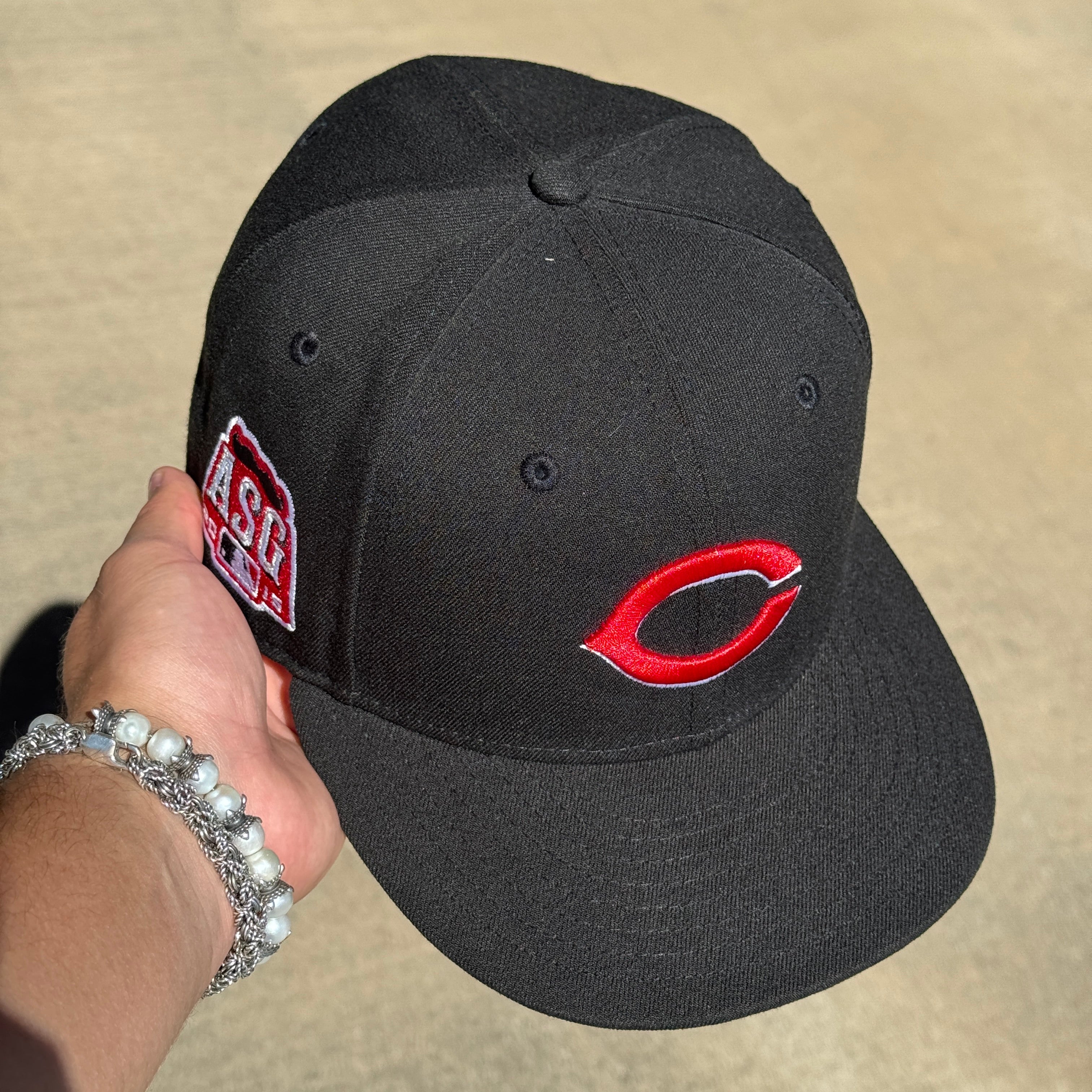 USED 5/8 Black Cincinnati Reds 2015 All Star Game 59fifty New Era Fitted Hat Cap