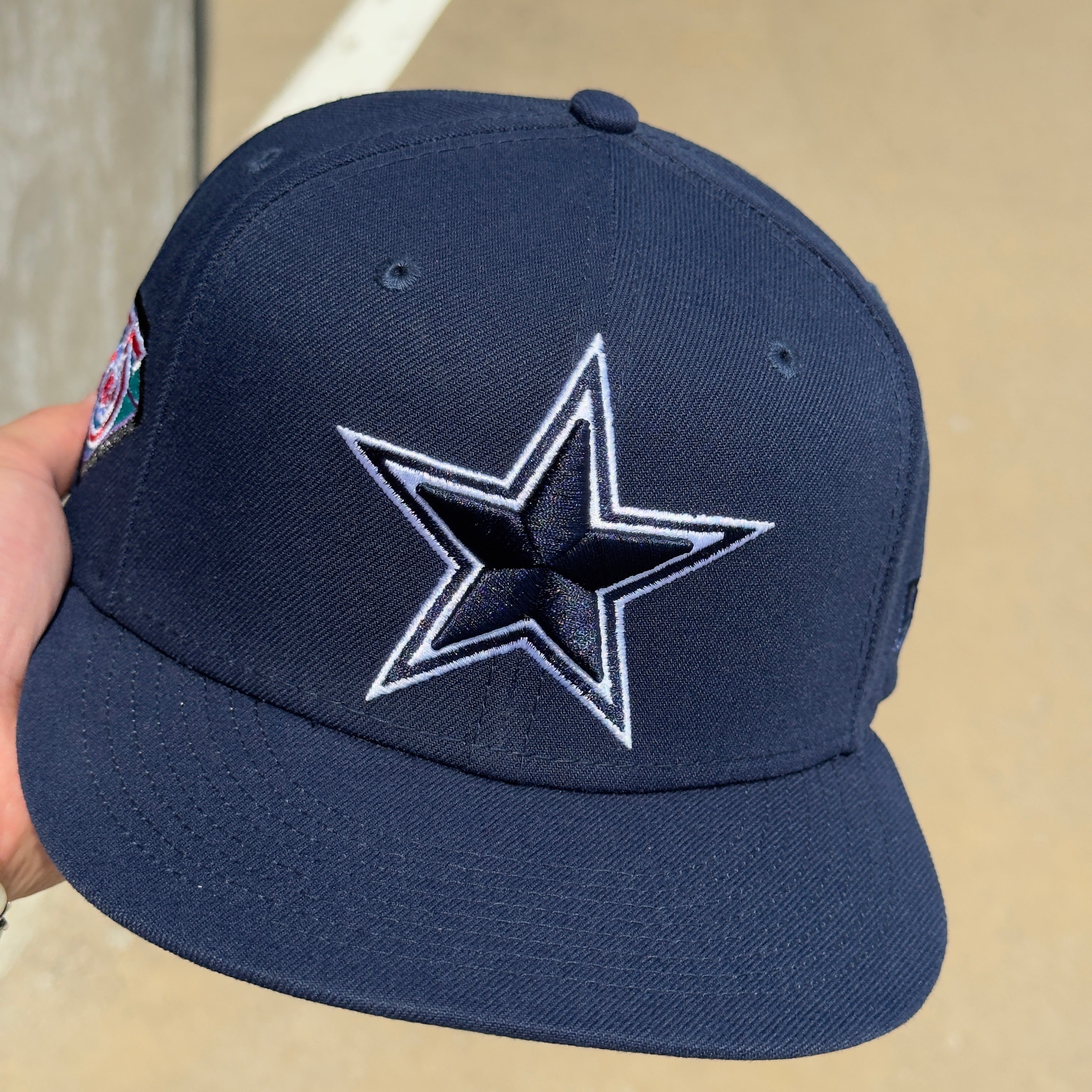 USED 1/2 Navy Dallas Cowboys NFL 75th Anniversary 59FIFTY New Era Fitted Hat