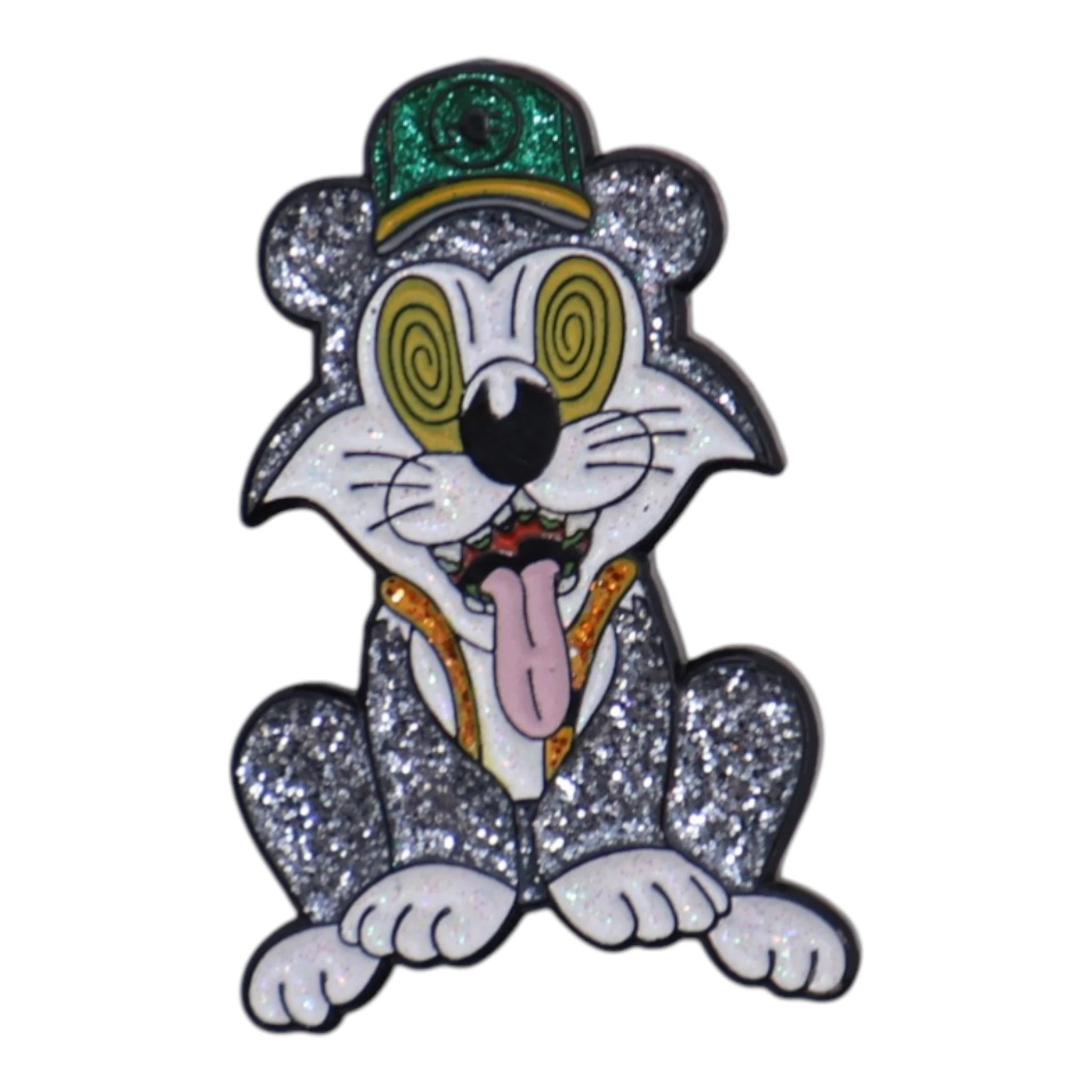 Psyco Cat Silver (Green Cap) Graphic Pin