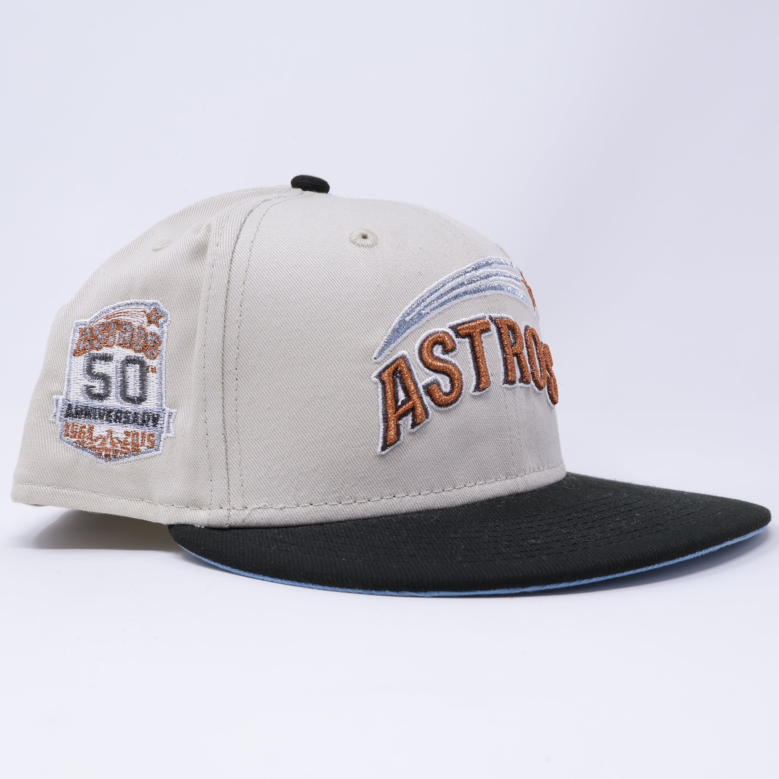 USED 1/2 Stone Houston Astros 50th Anniversary 59fifty New Era Fitted Hat Cap