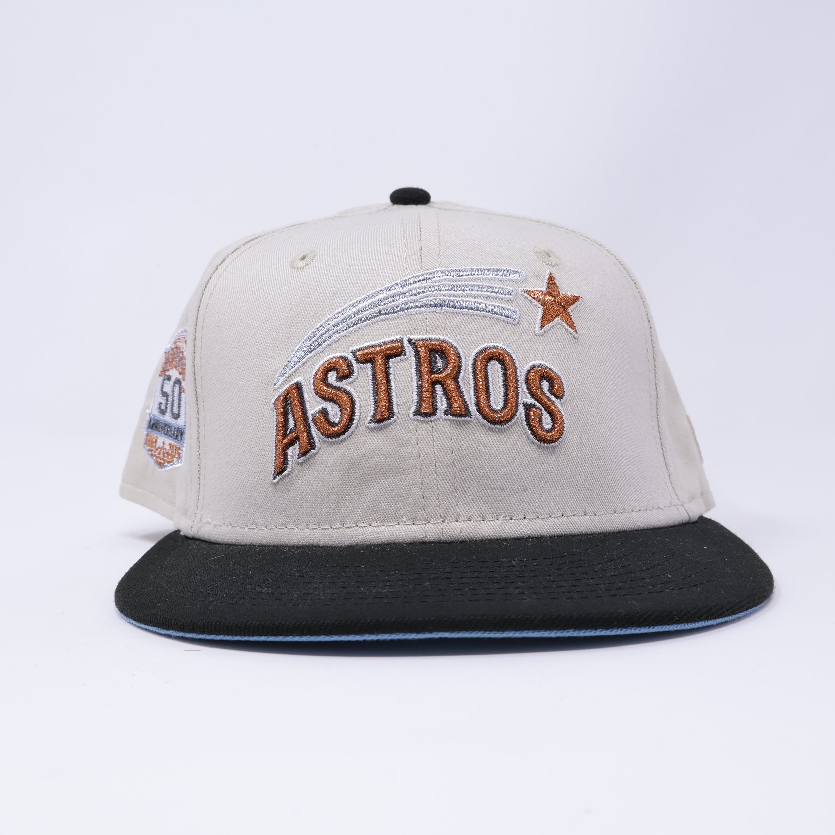 USED 1/2 Stone Houston Astros 50th Anniversary 59fifty New Era Fitted Hat Cap