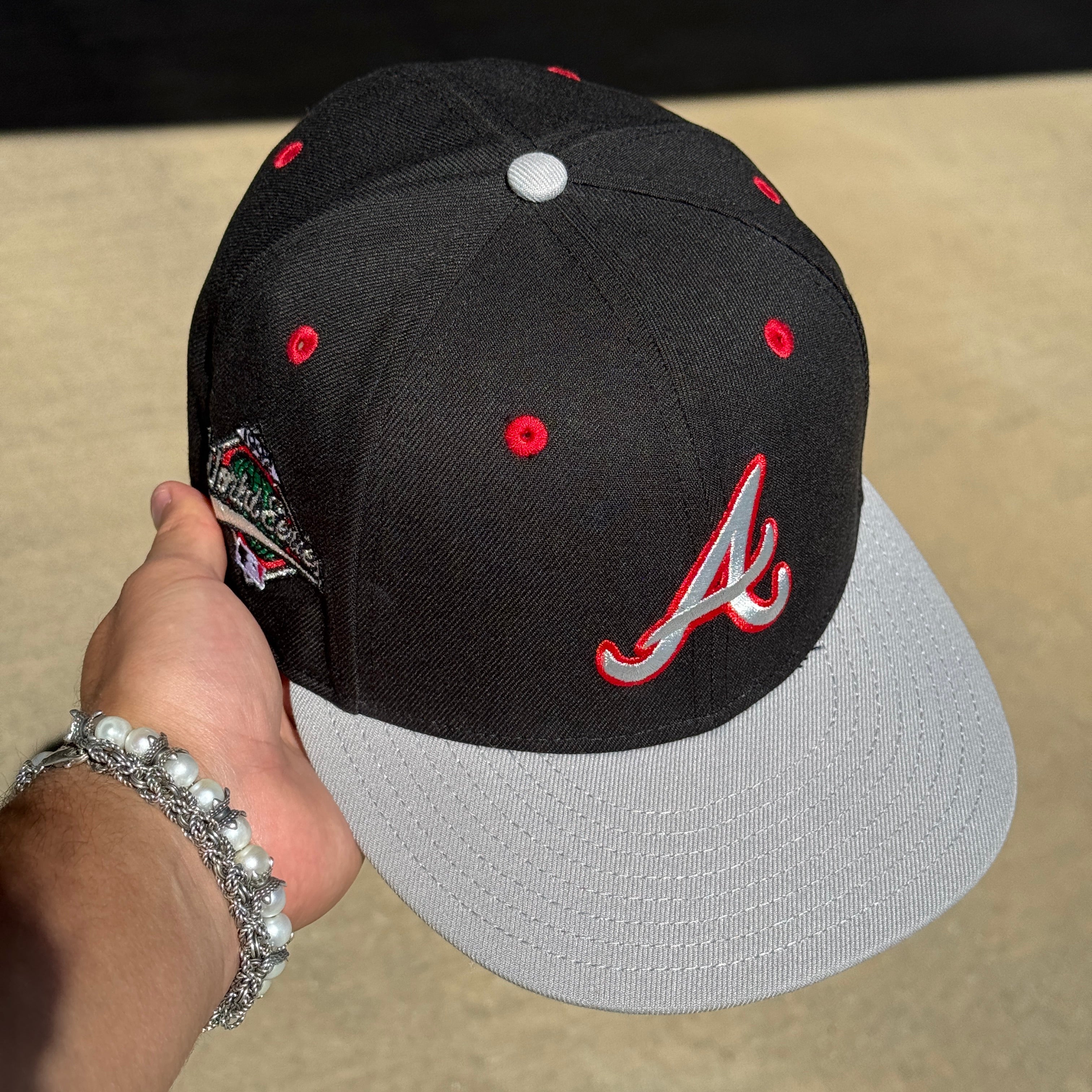 USED 3/4 Black Atlanta Braves 1992 World Series 59fifty New Era Fitted Hat Cap