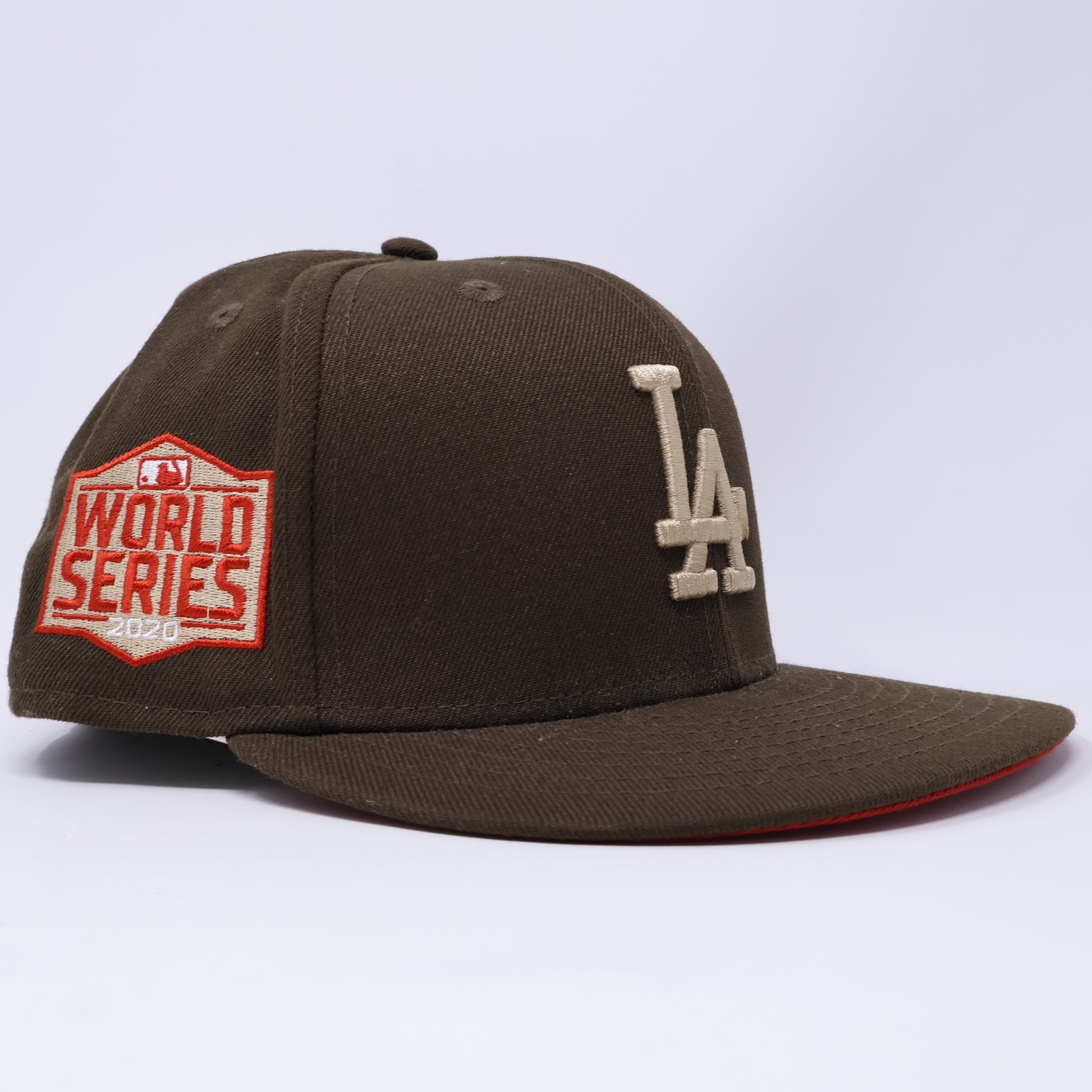 USED 1/2 Brown Los Angeles Dodgers 2020 World Series 59fifty New Era Fitted Hat Cap